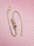 Solid 14K Gold Bracelet with Amethyst, Citrine, and Blue Topaz - 7 Inch