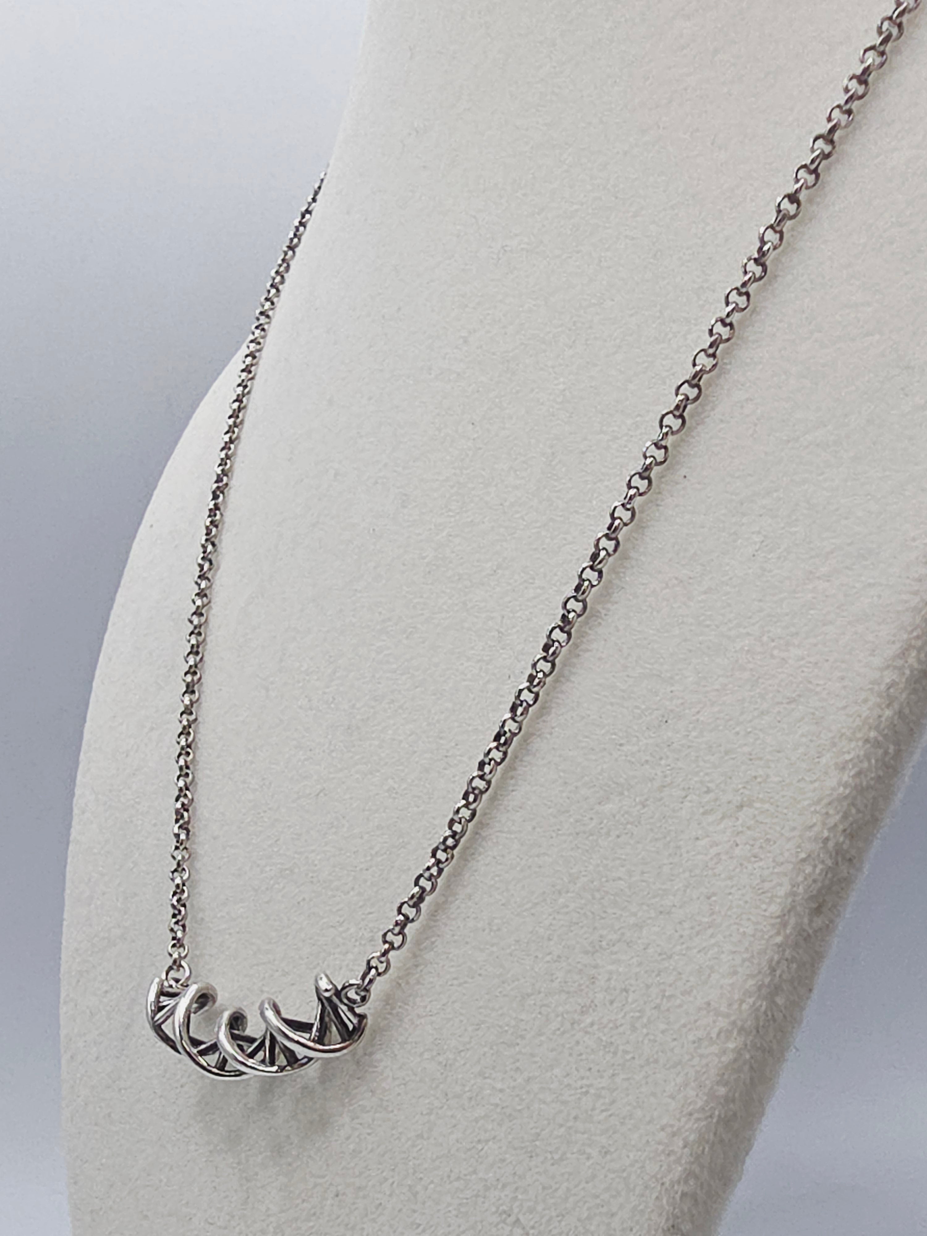 925 Sterling Silver DNA Science Life Pendant Necklace - Adjustable
