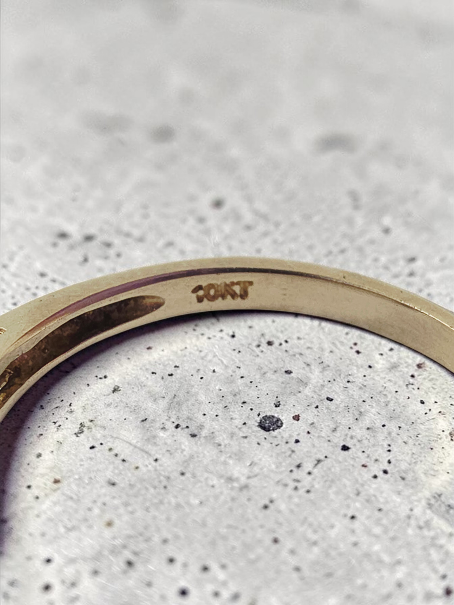 10K Solid Gold Dark Blue Topaz Ring with Diamond Accents, Size 7