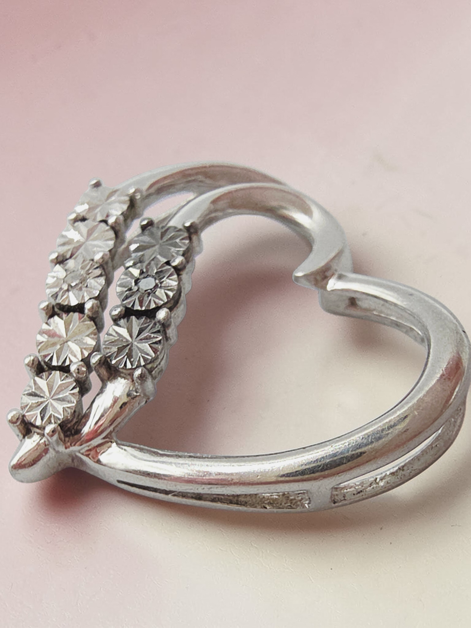 Regina Lane 925 Sterling Silver Heart Necklace Pendant with Diamond Accents