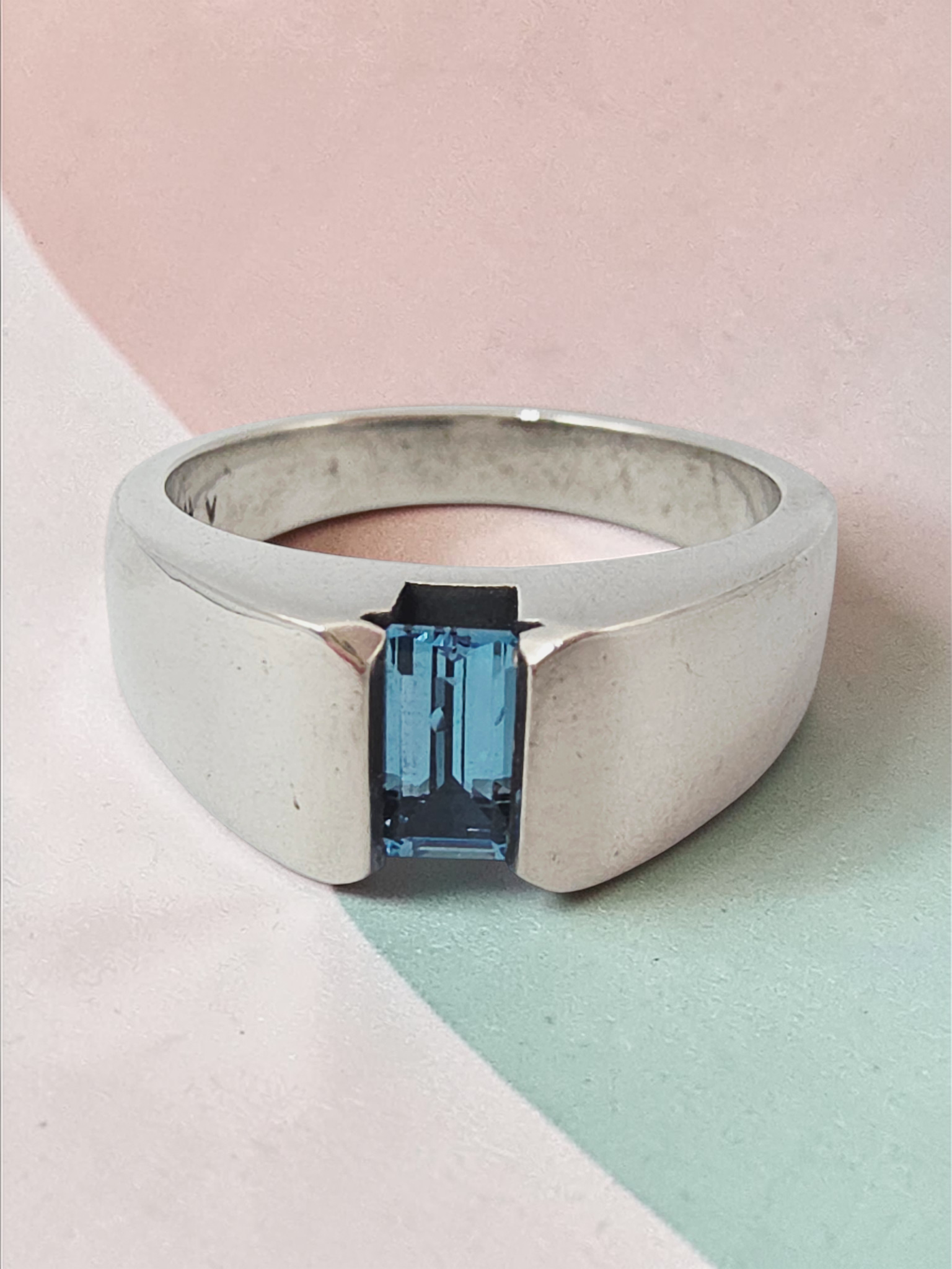 RETIRED James Avery 925 Sterling Silver Blue Topaz Ring - Size 6