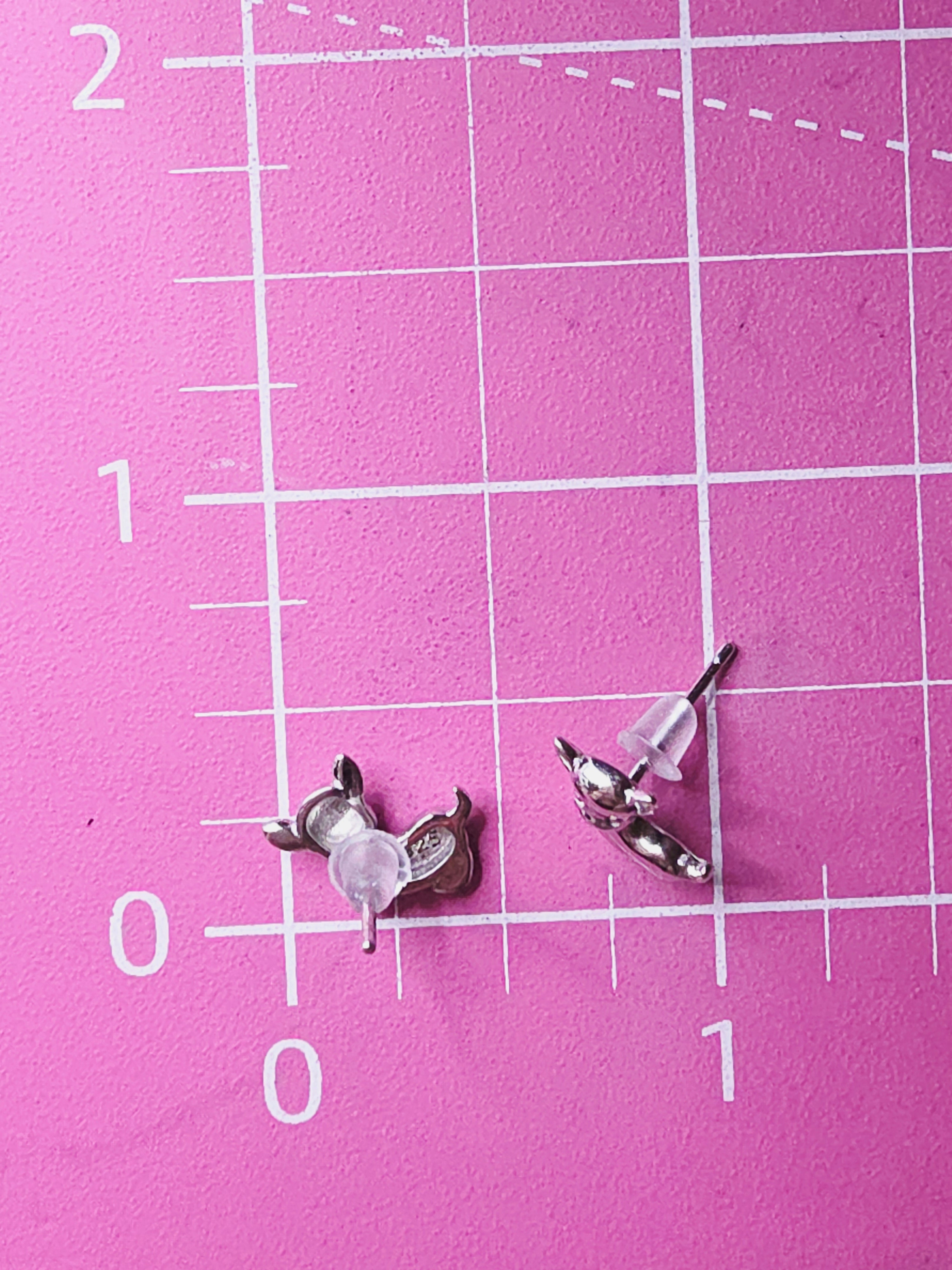 925 Sterling Silver Puppy Dog Stud Earrings - Silicone Backs