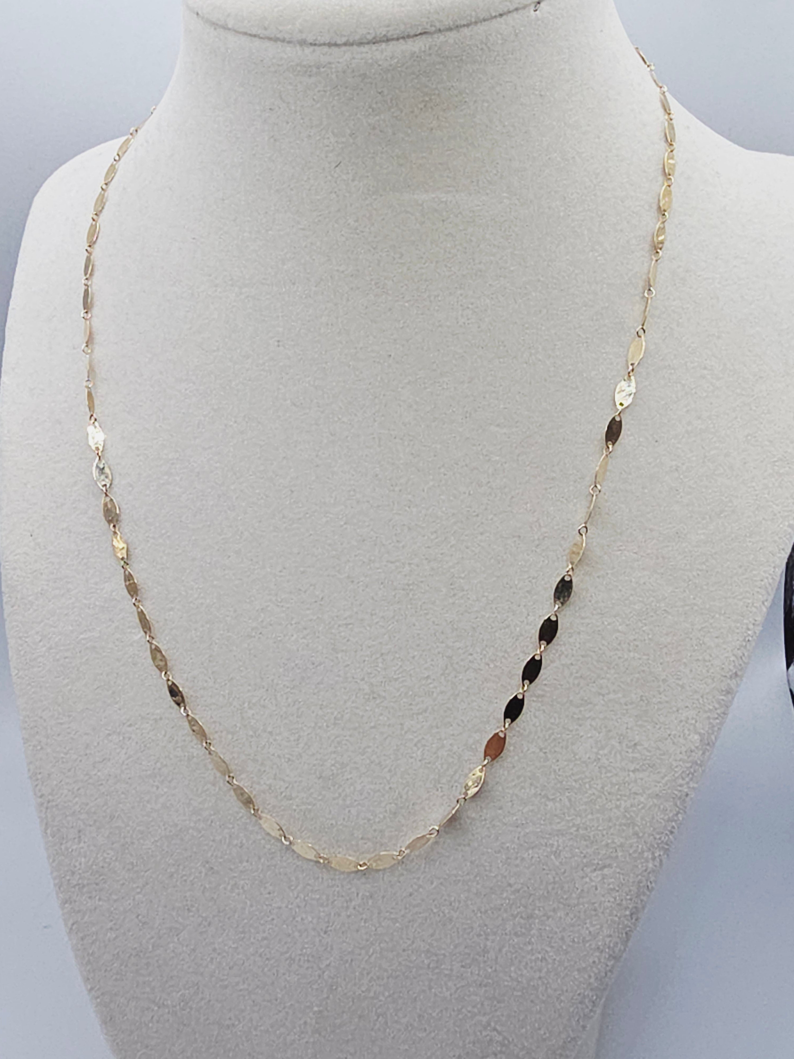 Solid 10K Yellow Gold Mirror Link Necklace - Italy - 18 Inch