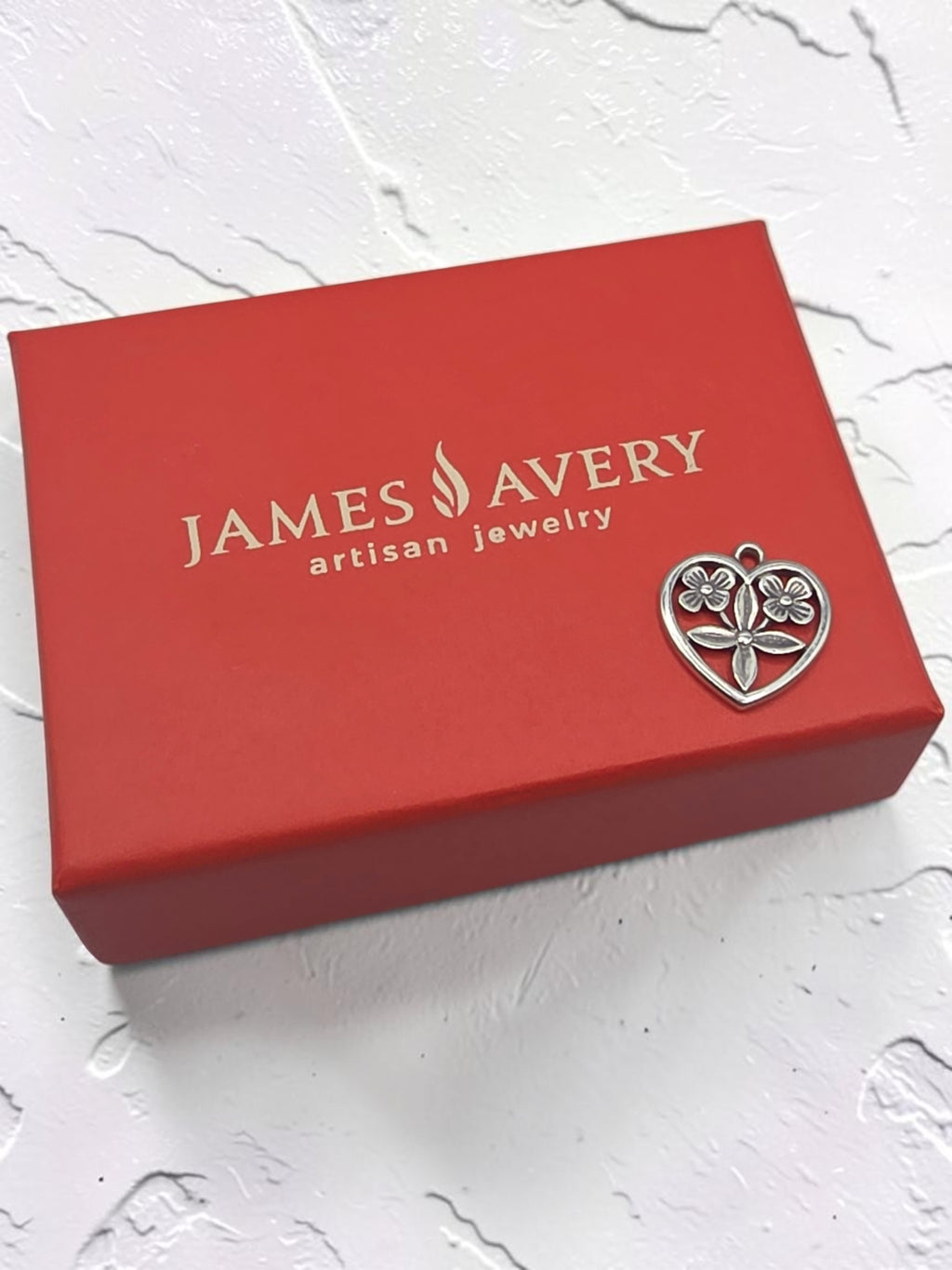 Retired James Avery 925 Sterling Silver Floral Heart Charm Pendant