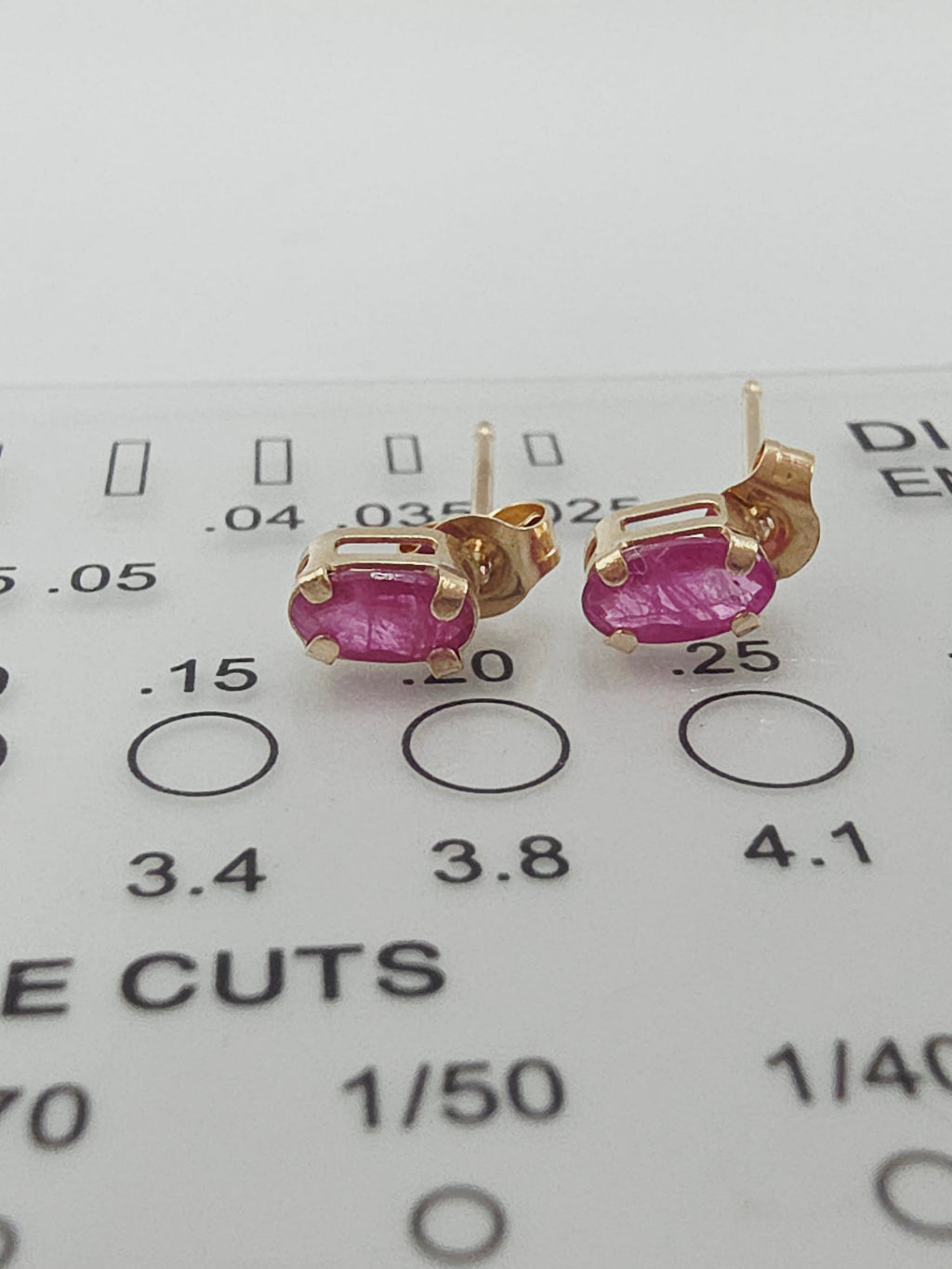 JCM Solid 10K Yellow Gold Oval Cut Natural Ruby Stud Earrings