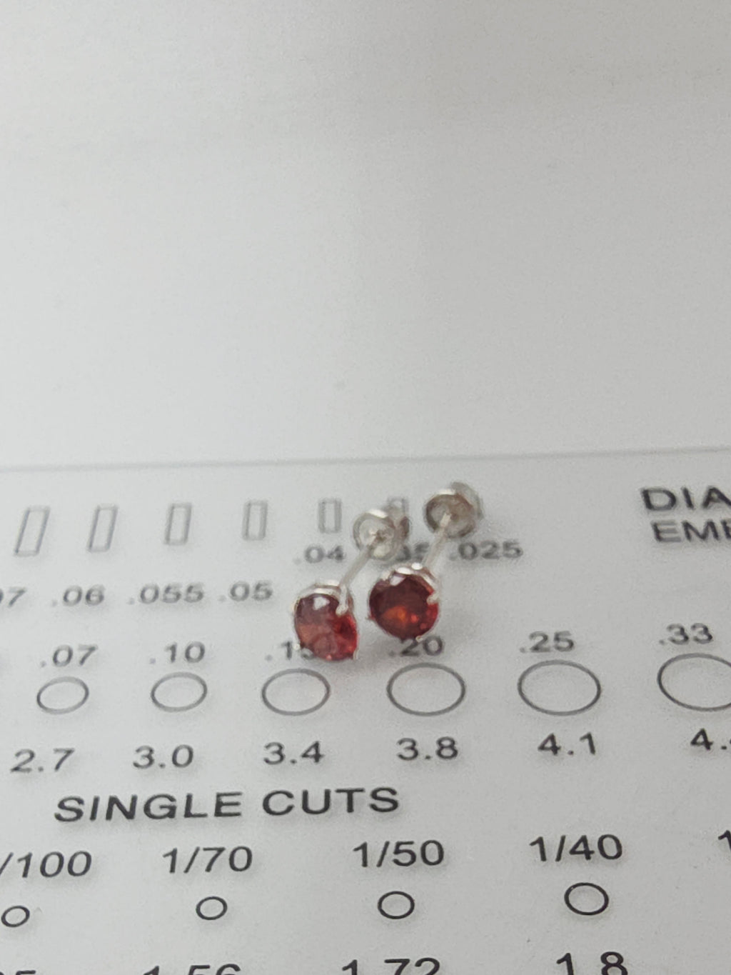 Solid 14K White Gold Garnet Stud Earrings - Screwbacks