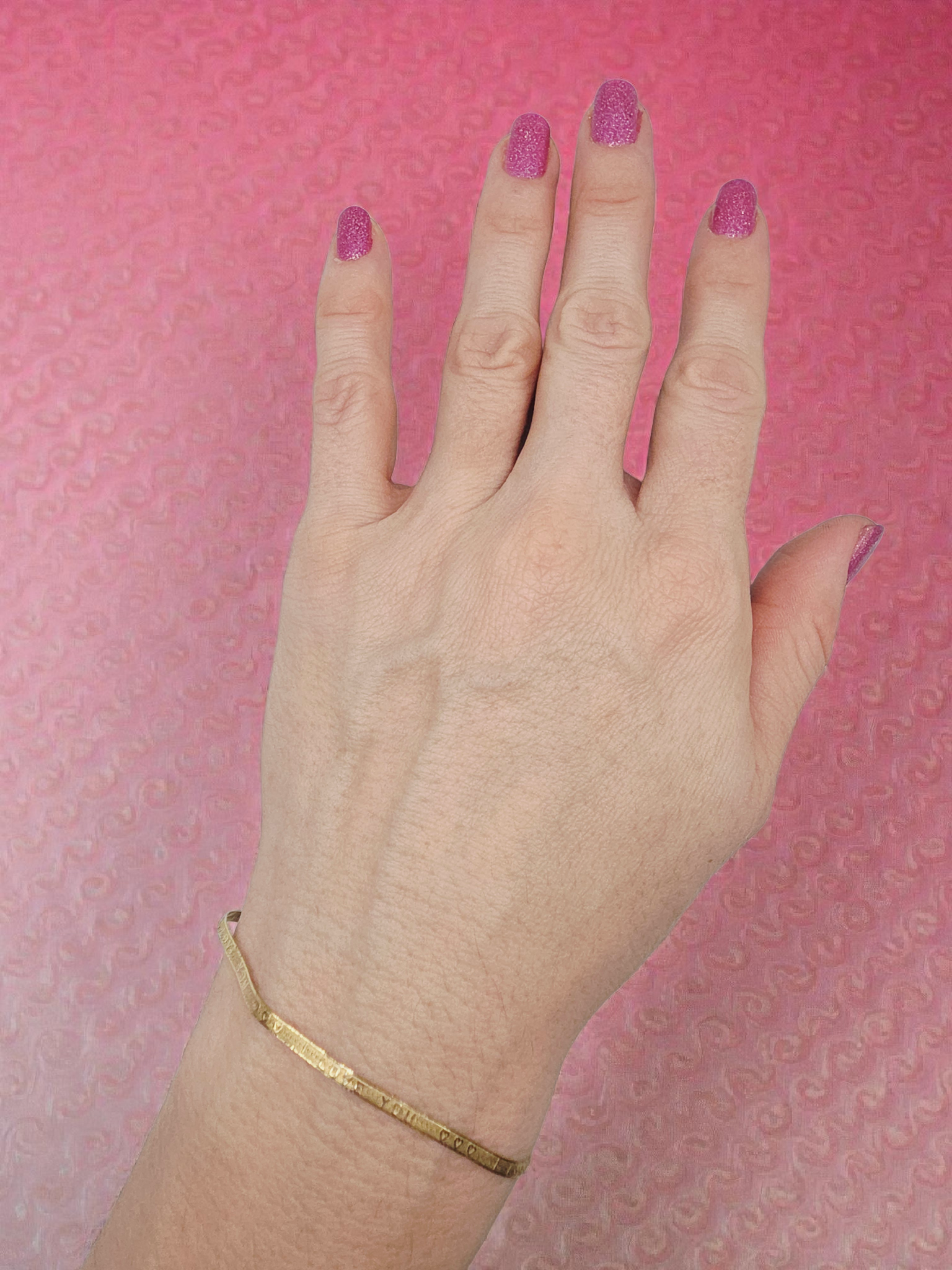 Solid 14K Yellow Gold I LOVE YOU Herringbone Bracelet - ITALY - 7 1/8 Inch