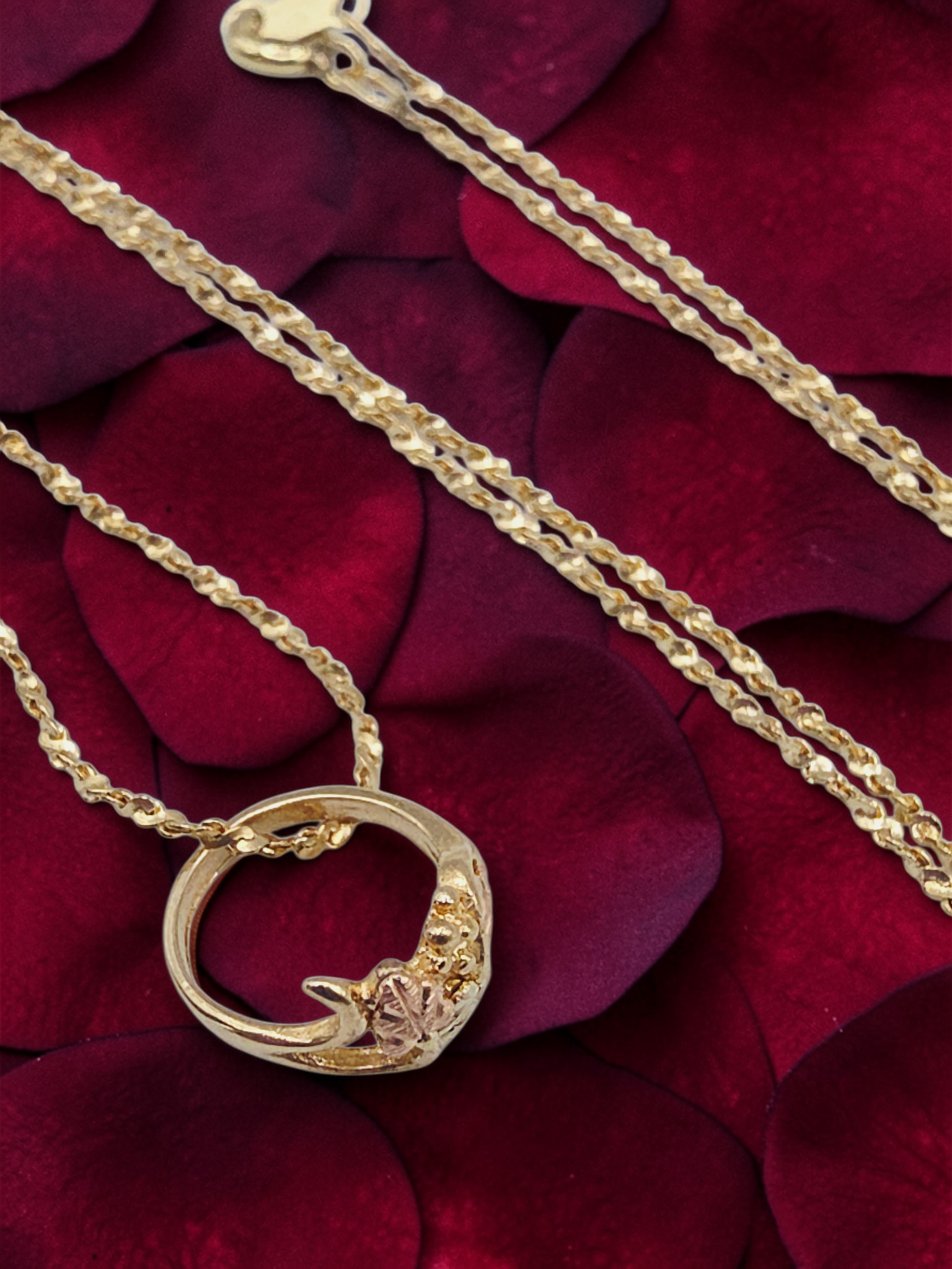 Black Hills Gold Solid 10K Ring Pendant with FREE 14K GF Necklace - 18 Inch