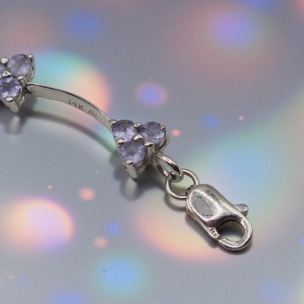 Solid 14K White Gold Bracelet with Tanzanite – 7 Inches