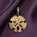 Solid 14K Yellow Gold Sand Dollar Necklace Pendant