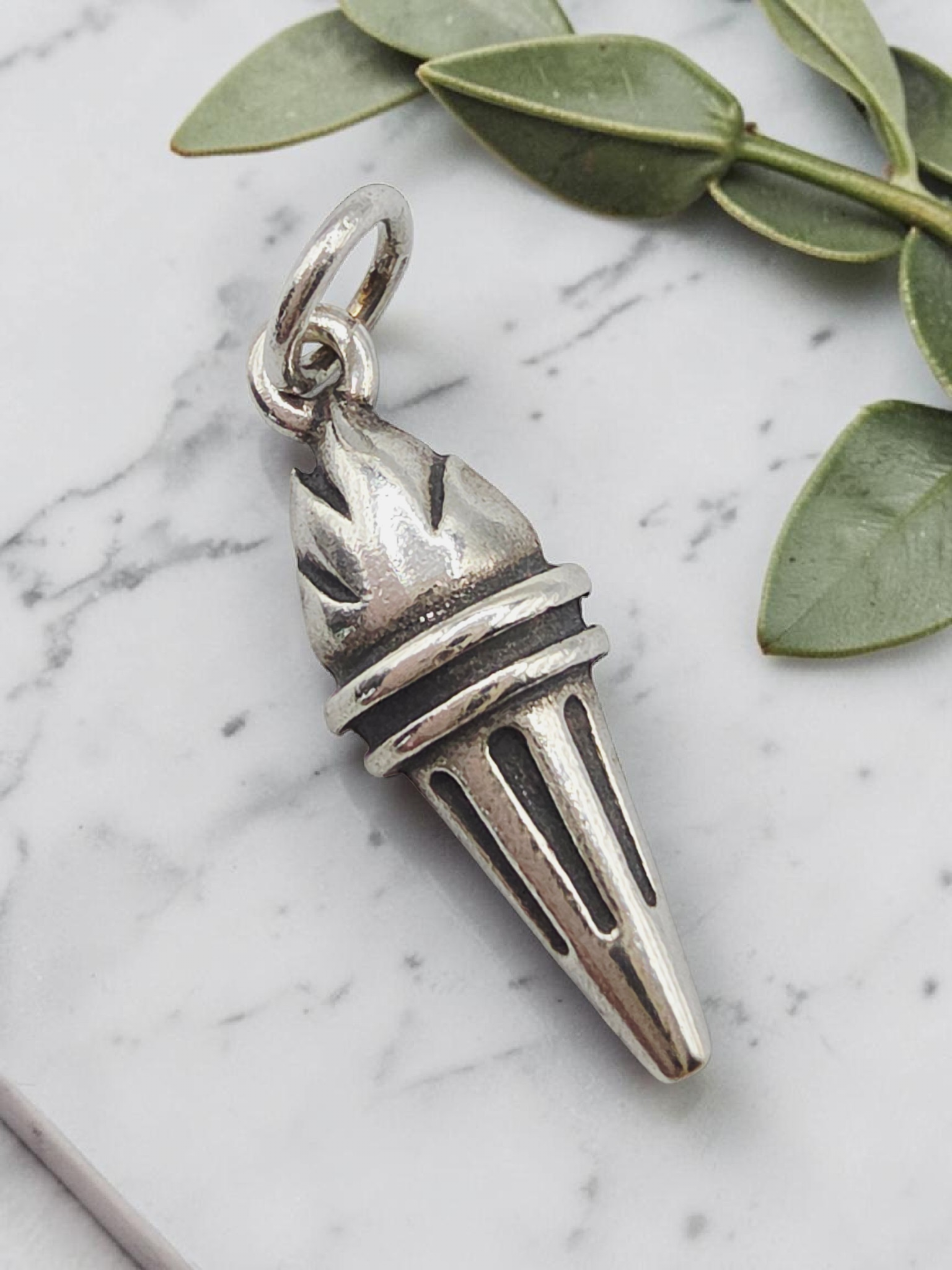 RETIRED James Avery Sterling Silver Olympic Torch Charm Pendant - UNCUT