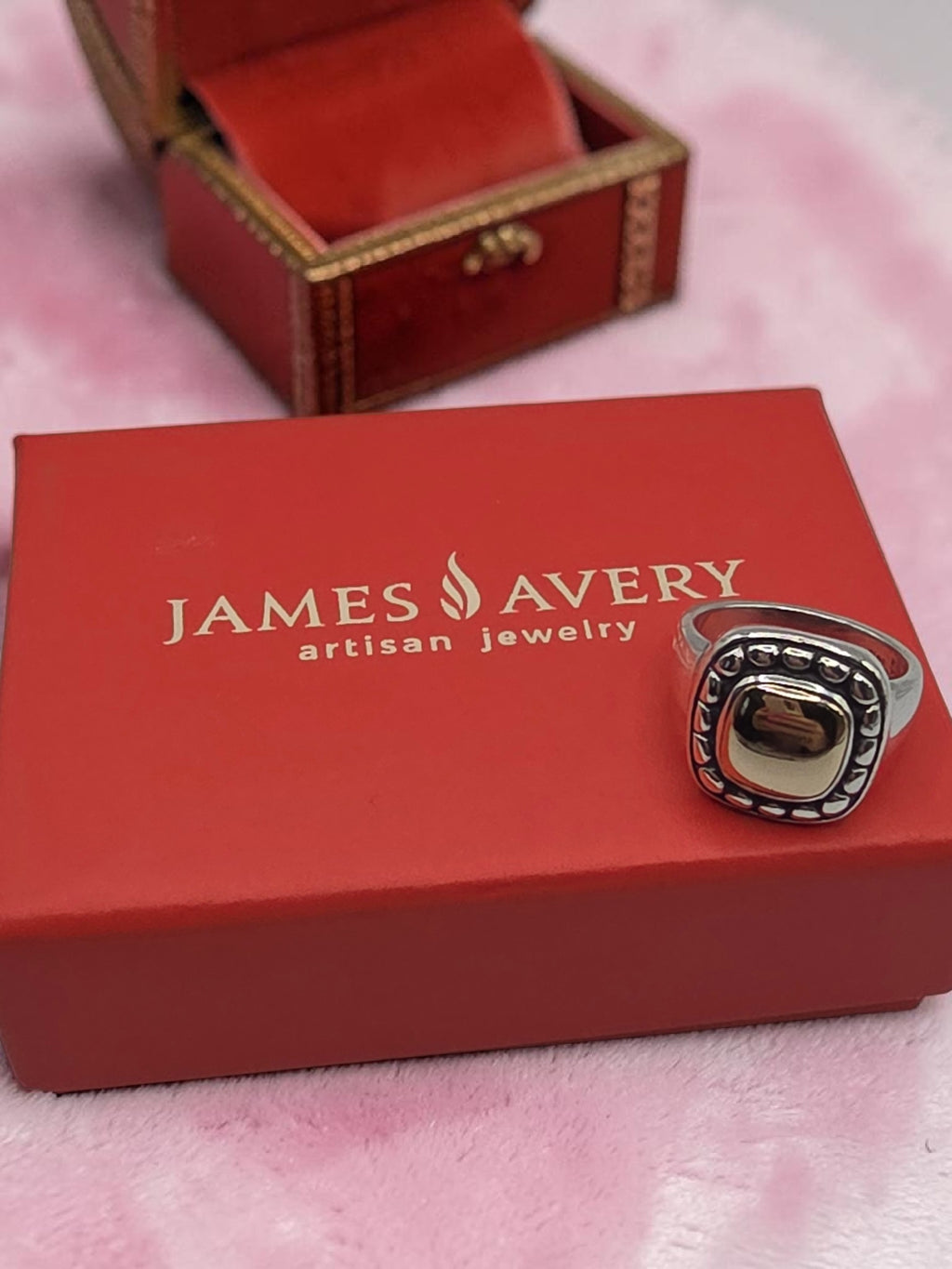 James Avery Beaded Dome Ring in Sterling Silver & 14K Gold - RETIRED - Size 6.5