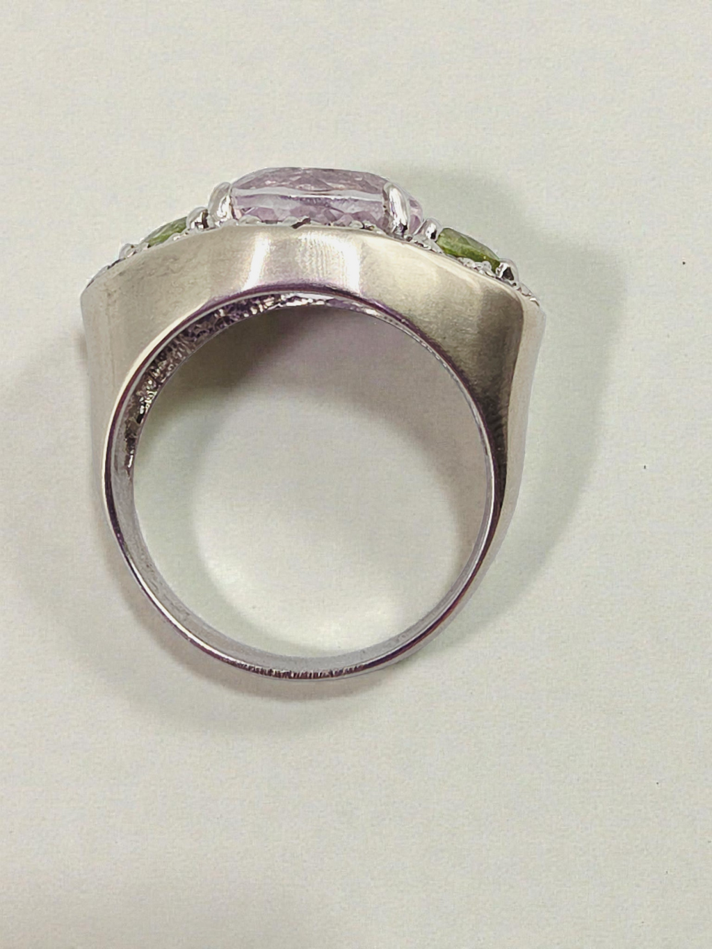 Valitutti Solid 14K White Gold Ring with Morganite, Peridot, and Diamonds - Sz 5