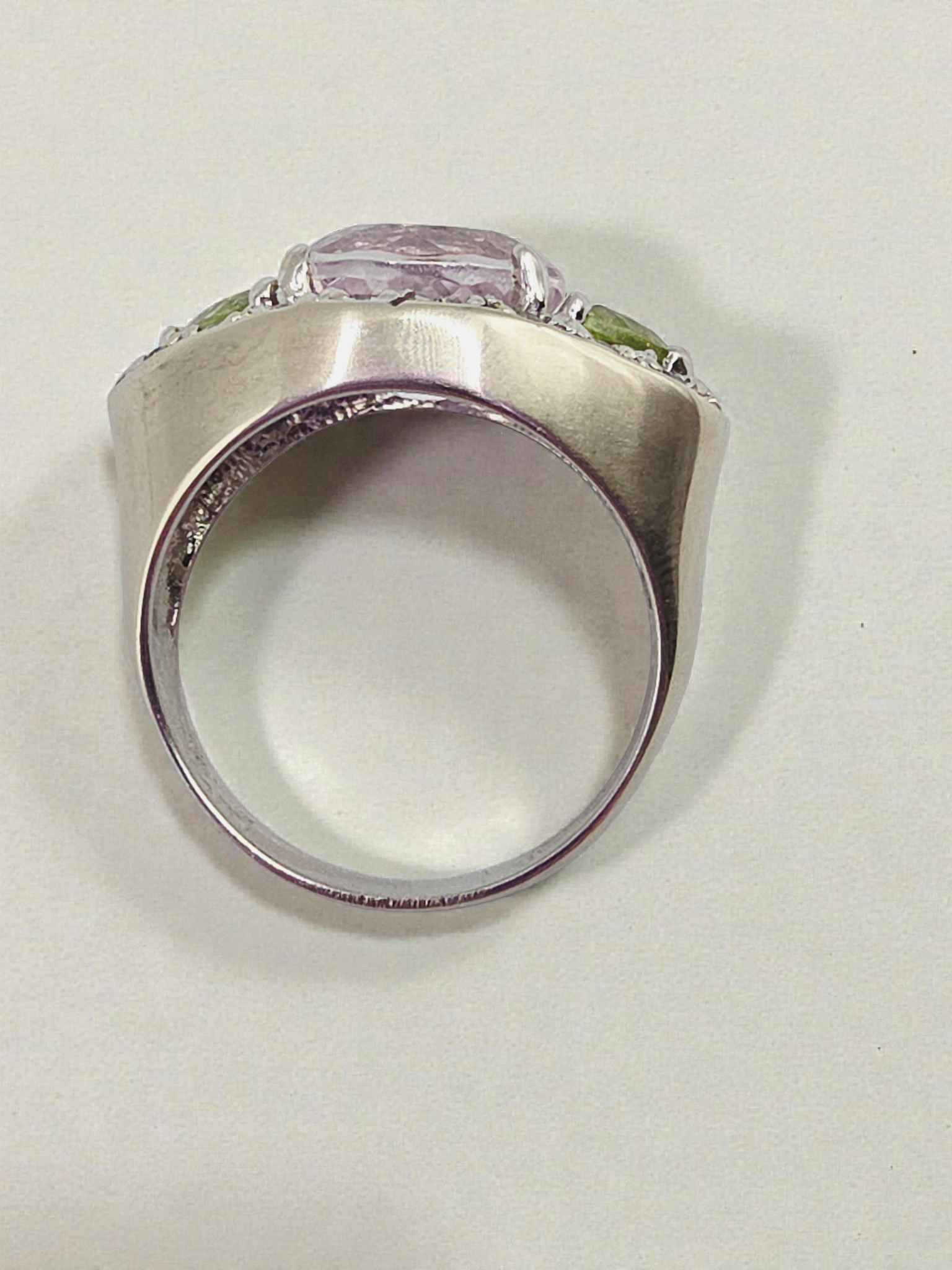 Valitutti Solid 14K White Gold Ring with Morganite, Peridot, and Diamonds - Sz 5