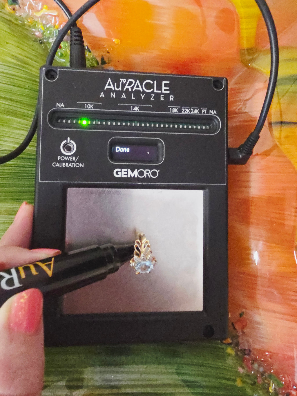 Solid 10K Yellow Gold Ring with Blue Topaz & Diamond Accents - Size 7.75