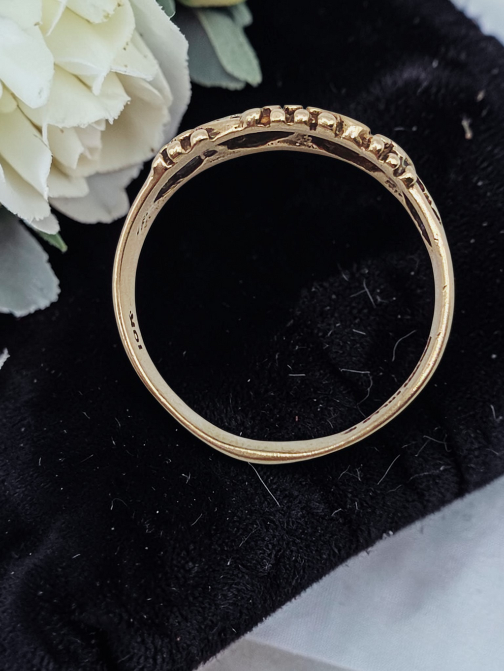 Black Hills Solid 10K Gold Grape Leaf Ring Band - Size 13.25