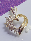 Solid 10K Yellow Gold Diamond Heart Necklace Pendant