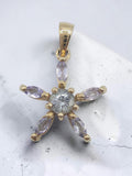 Solid 10K Yellow Gold Star Pendant with Blue Topaz and Tanzanite