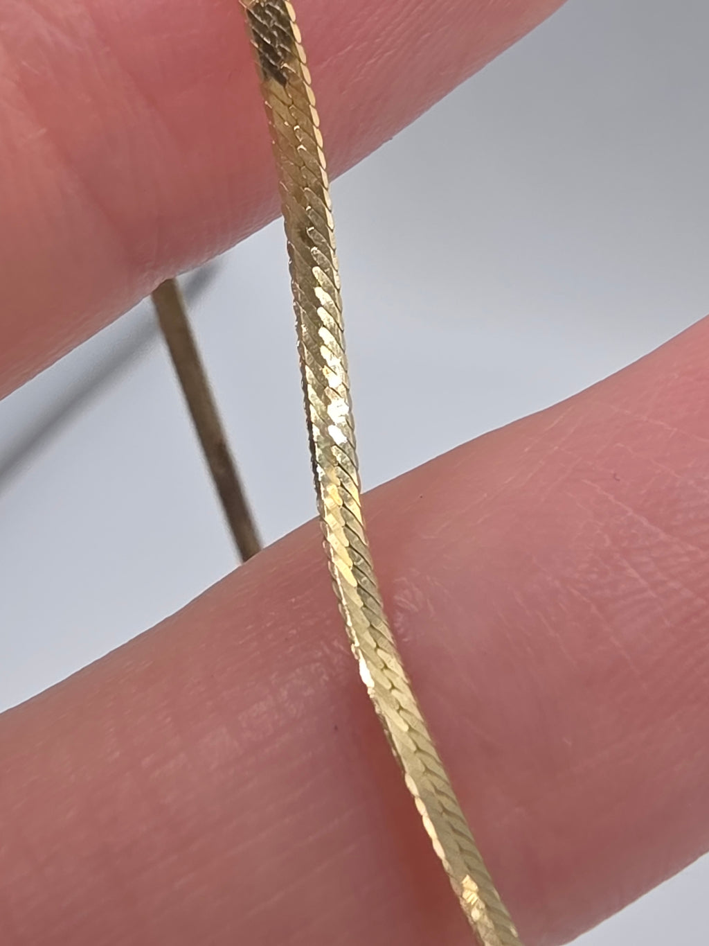 Solid 14K Yellow Gold Herringbone Chain Bracelet ITALY 7.25 Inch 2mm