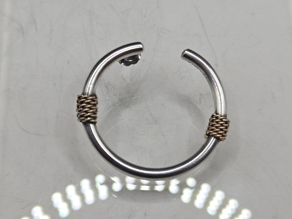 925 Sterling Silver Solid 14K Gold Bali Style Two Tone Rope Wrap Hoop Earrings