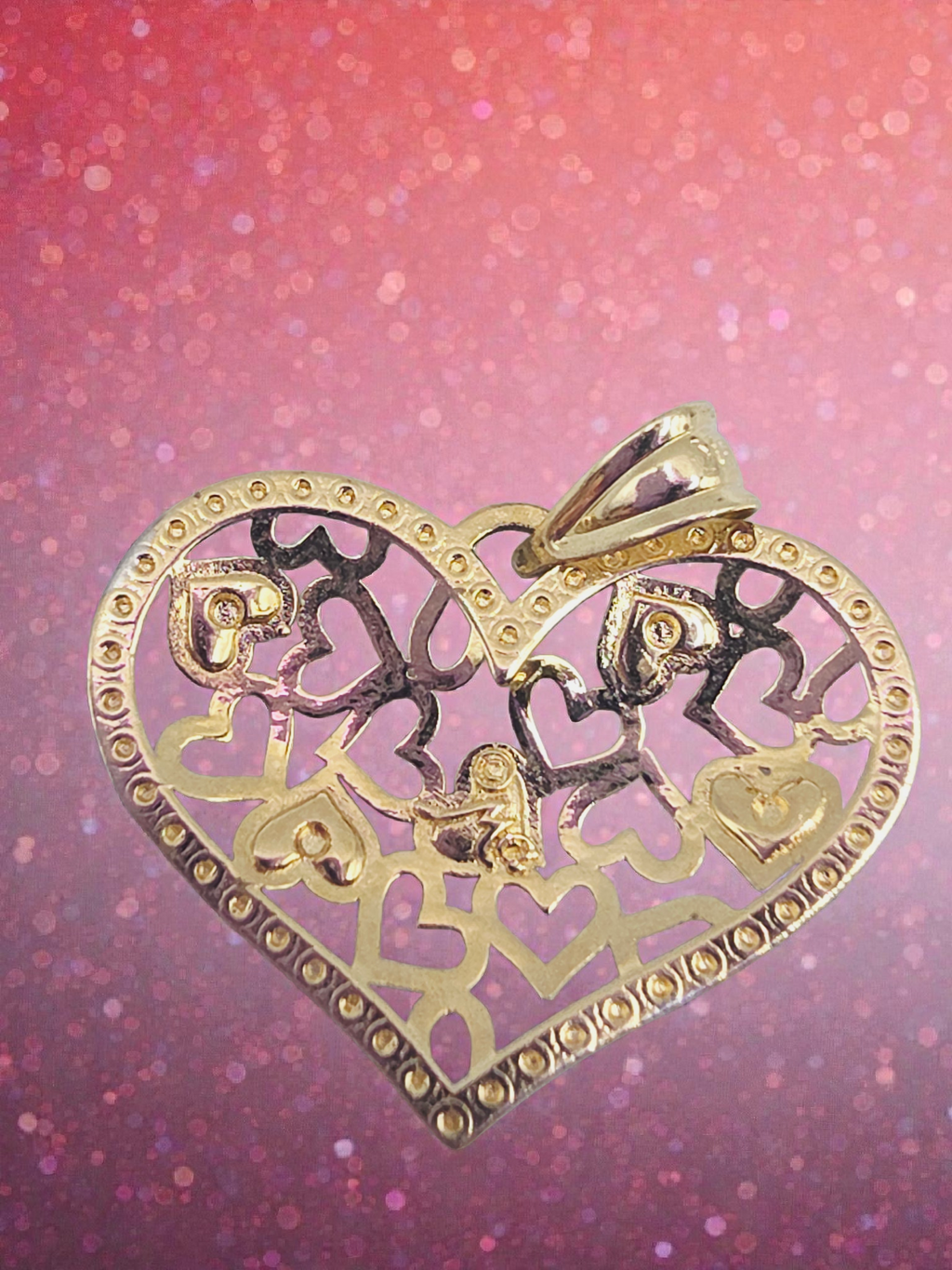 Michael Anthony Solid 14K Two-Tone Gold Filigree Heart Necklace Pendant