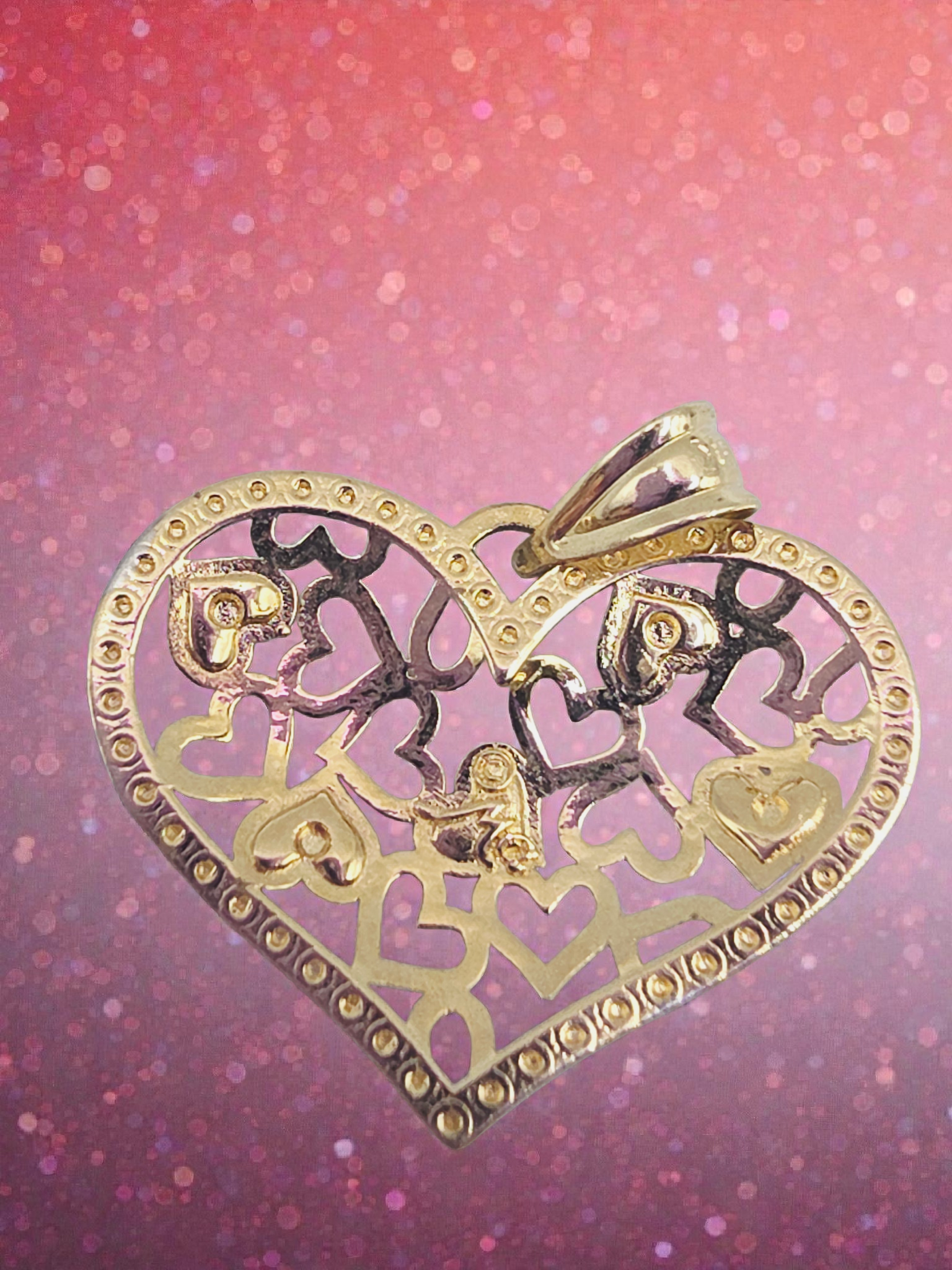 Michael Anthony Solid 14K Two-Tone Gold Filigree Heart Necklace Pendant