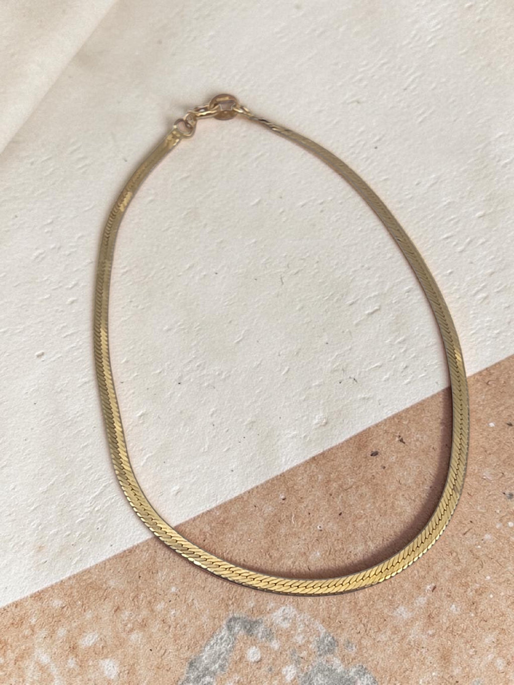Solid 14K Yellow Gold Herringbone Chain Bracelet ITALY 7.25 Inch 2mm