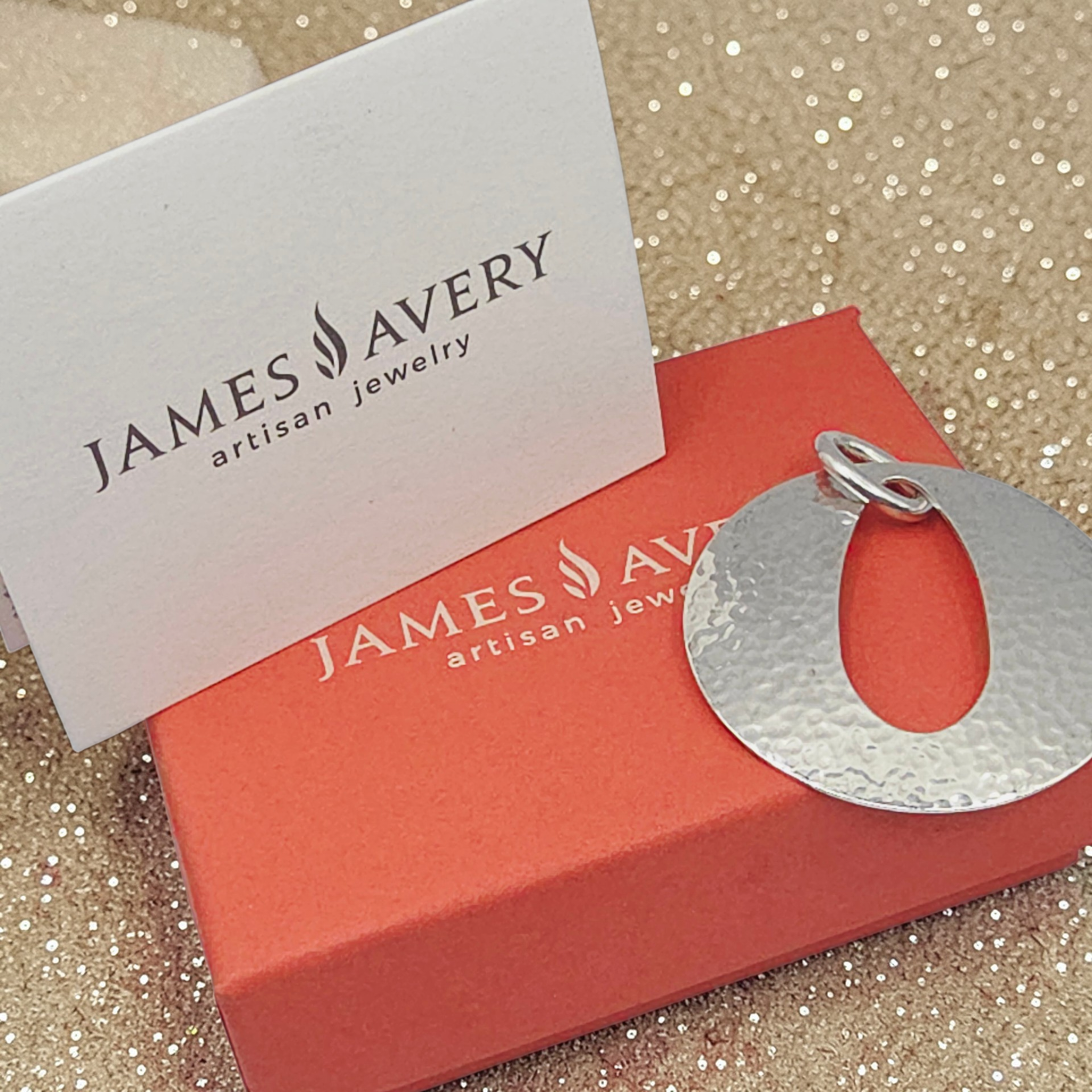 RETIRED James Avery Hammered Open Circle 925 Sterling Silver Necklace Pendant