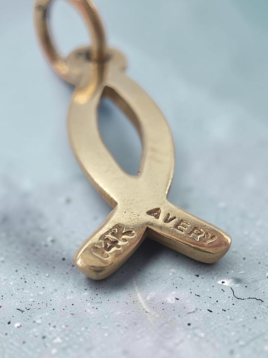 RETIRED James Avery Solid 14K Gold Ichthus Fish Charm Pendant - Uncut with Box