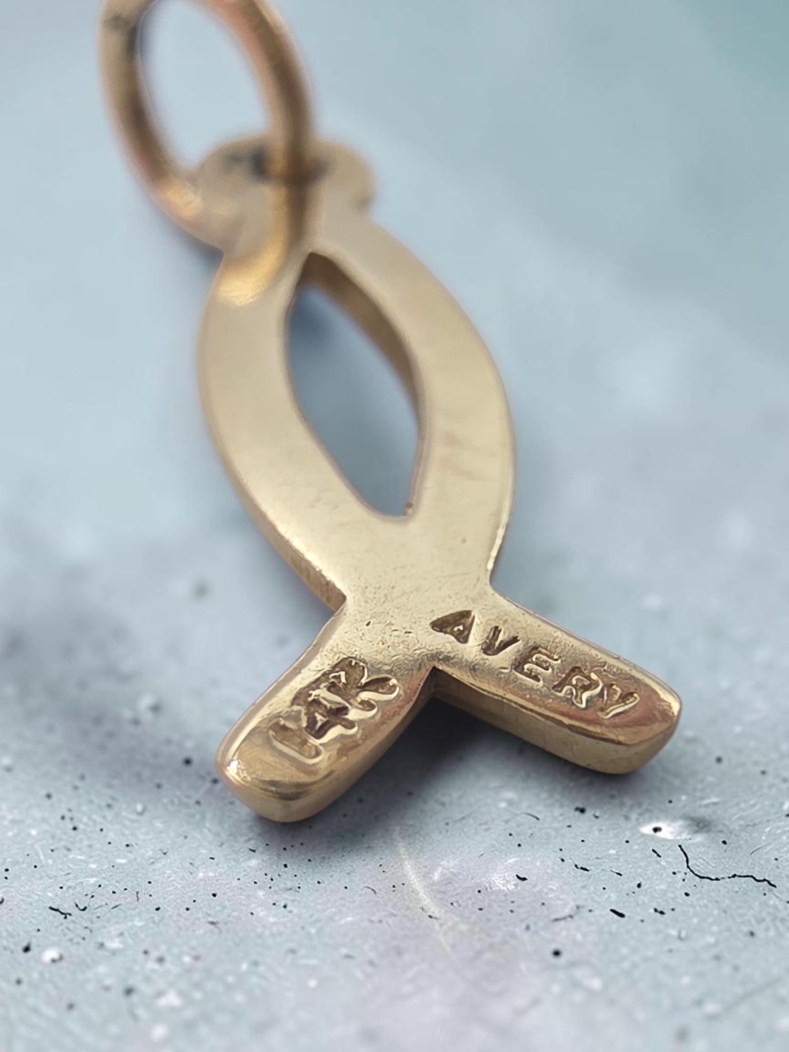 RETIRED James Avery Solid 14K Gold Ichthus Fish Charm Pendant - Uncut with Box