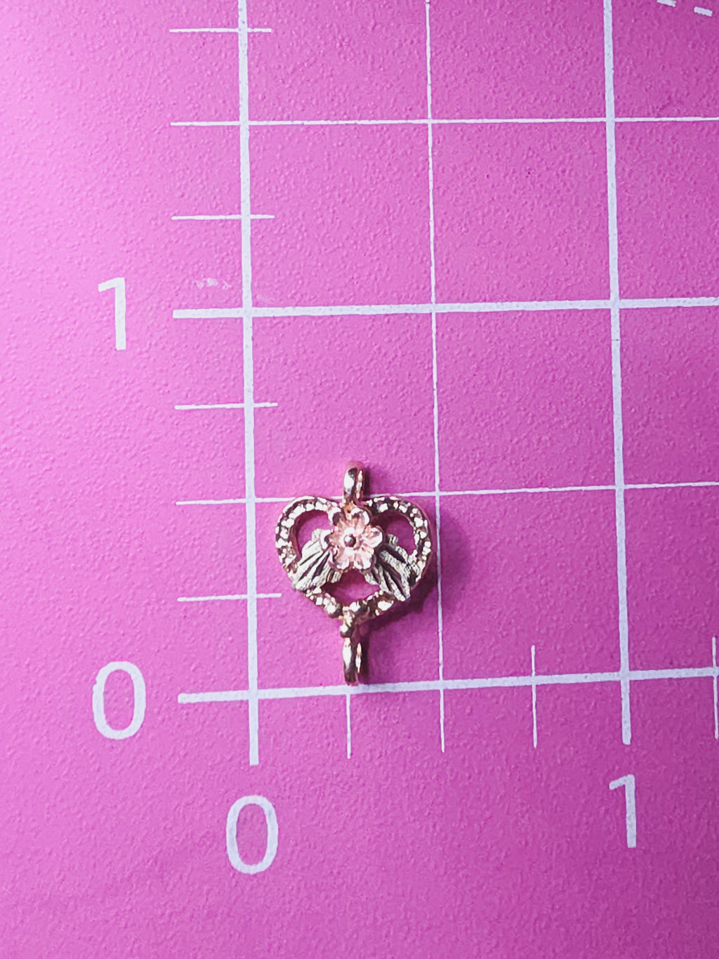 Black Hills Solid 10K Tri-Color Gold Rose Flower Heart Necklace Pendant