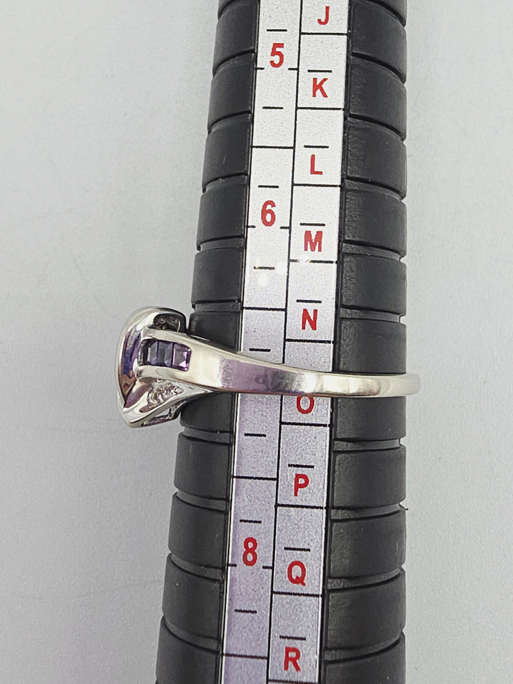 Solid 10K White Gold Ring with Purple & Pink Topaz and Diamonds – Size 6.75