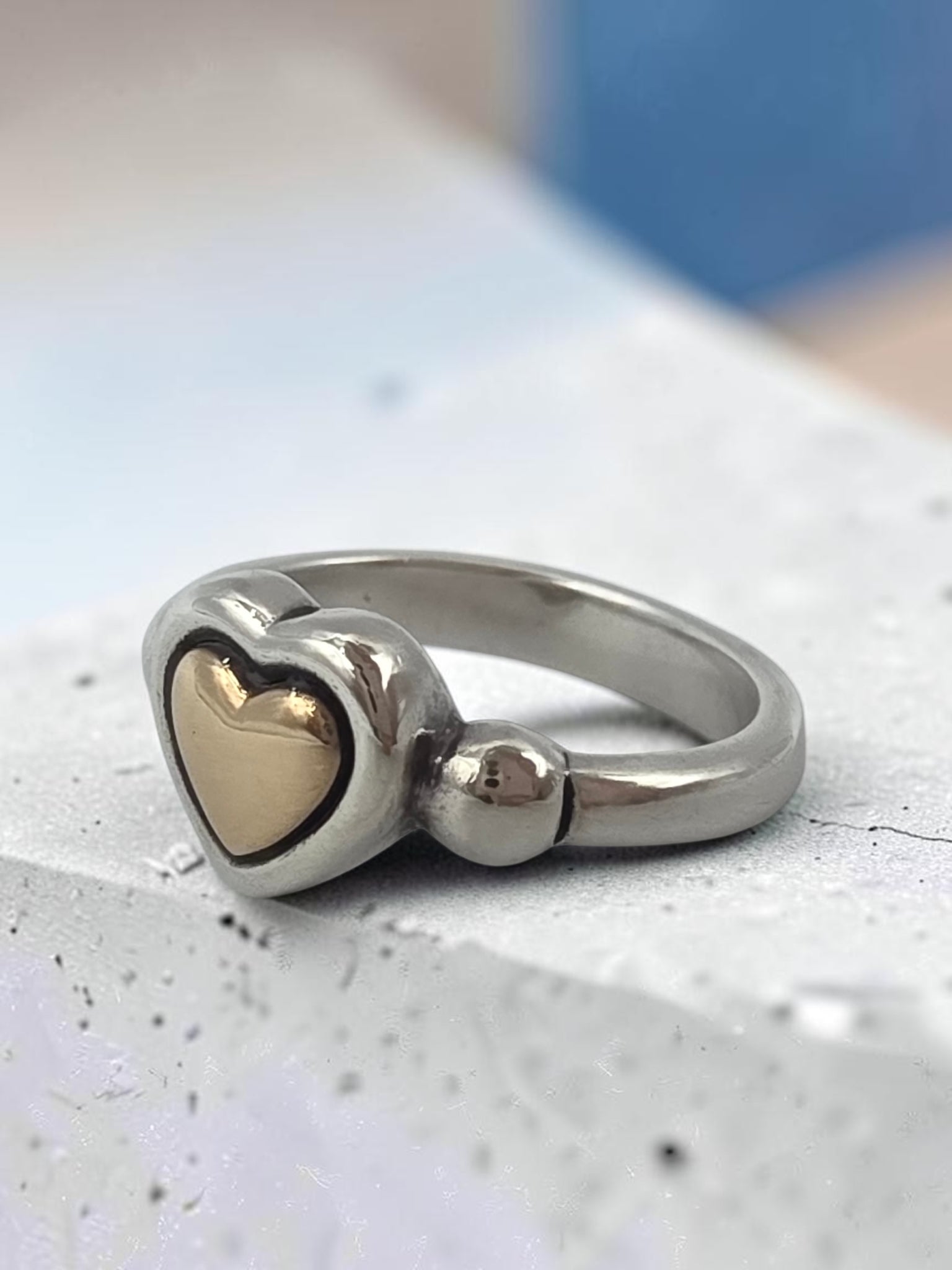 RETIRED James Avery True Love 14K Gold Heart Sterling Silver Ring - Size 6