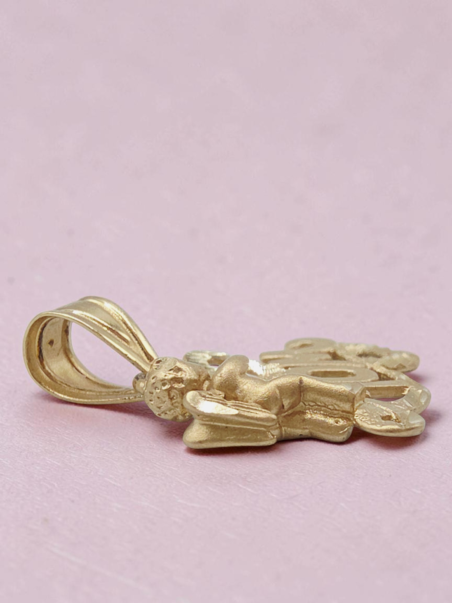 Michael Anthony Mom Heart Angel Cherub Solid 14K Yellow Gold Pendant