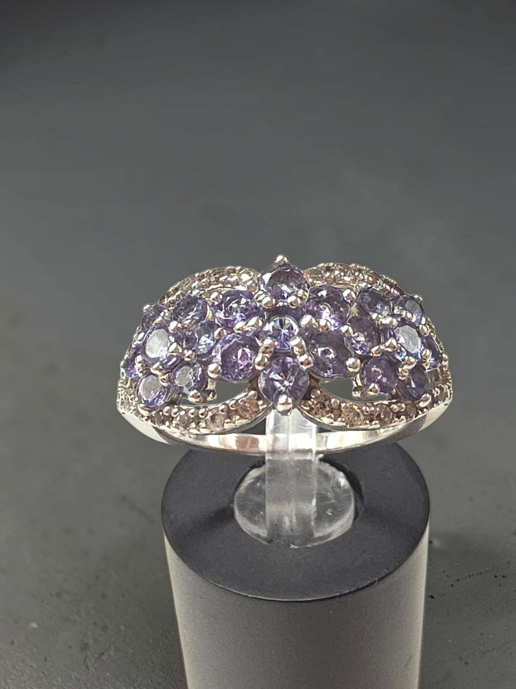 BBJ Sterling Silver Violet Periwinkle CZ Cubic Zirconia Cluster Ring - Size 6
