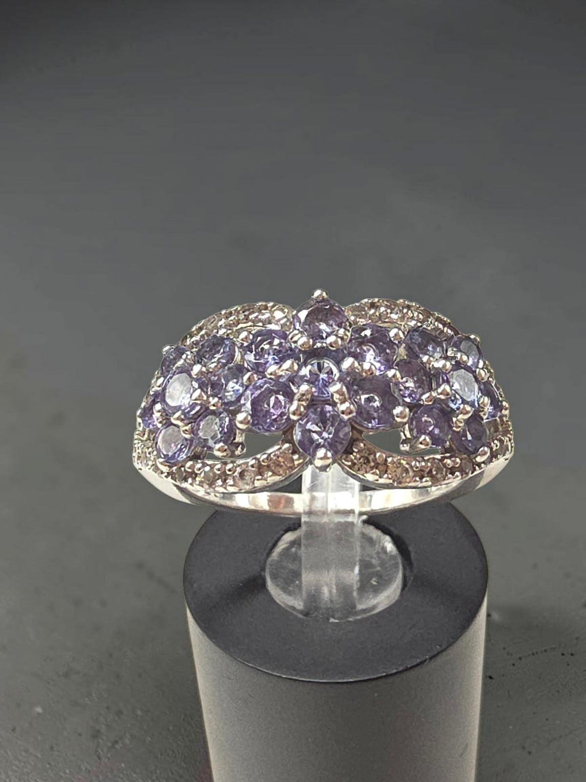 BBJ Sterling Silver Violet Periwinkle CZ Cubic Zirconia Cluster Ring - Size 6