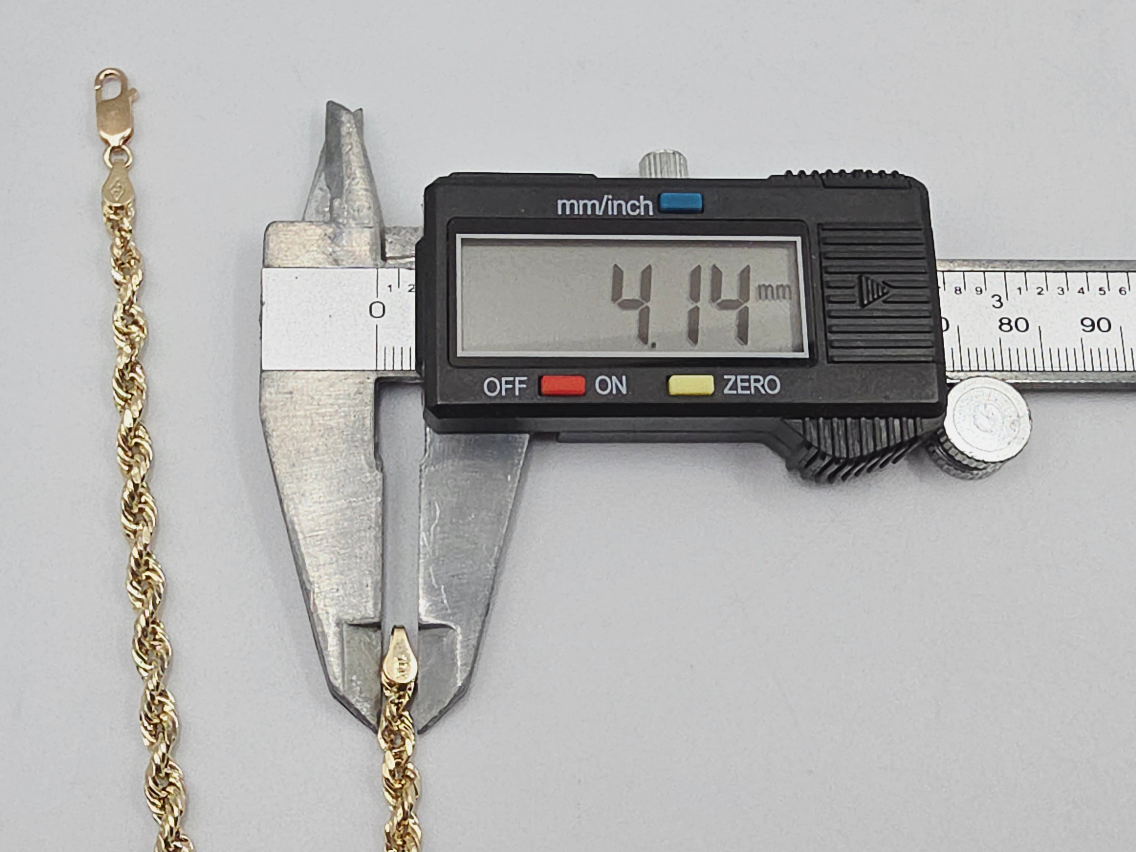 Solid 10K Yellow Gold Rope Chain Bracelet 8.25 Inches