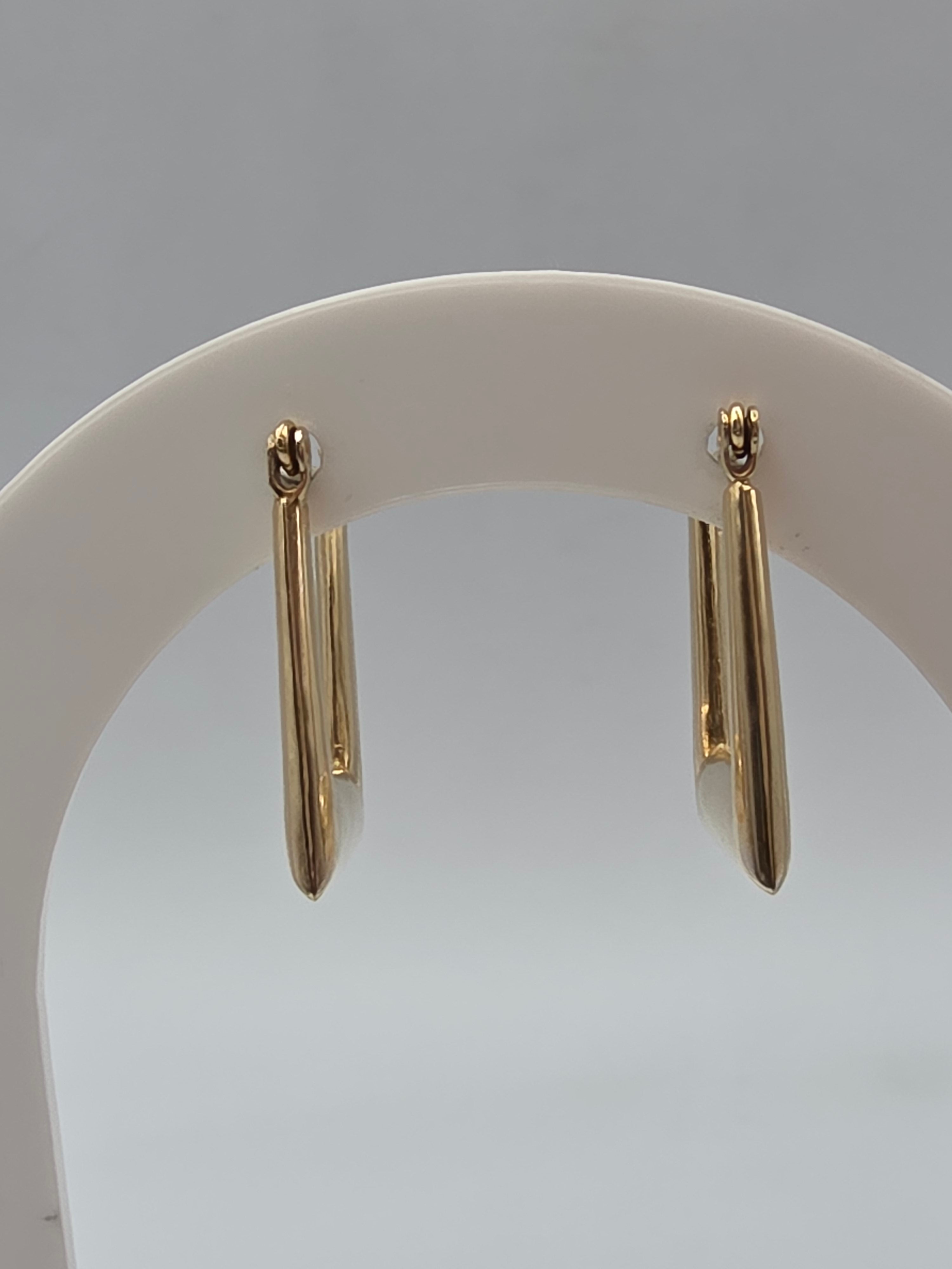 Solid 14K Yellow Gold Rectangular Hoop Earrings with Hinged Snap Bar Closures