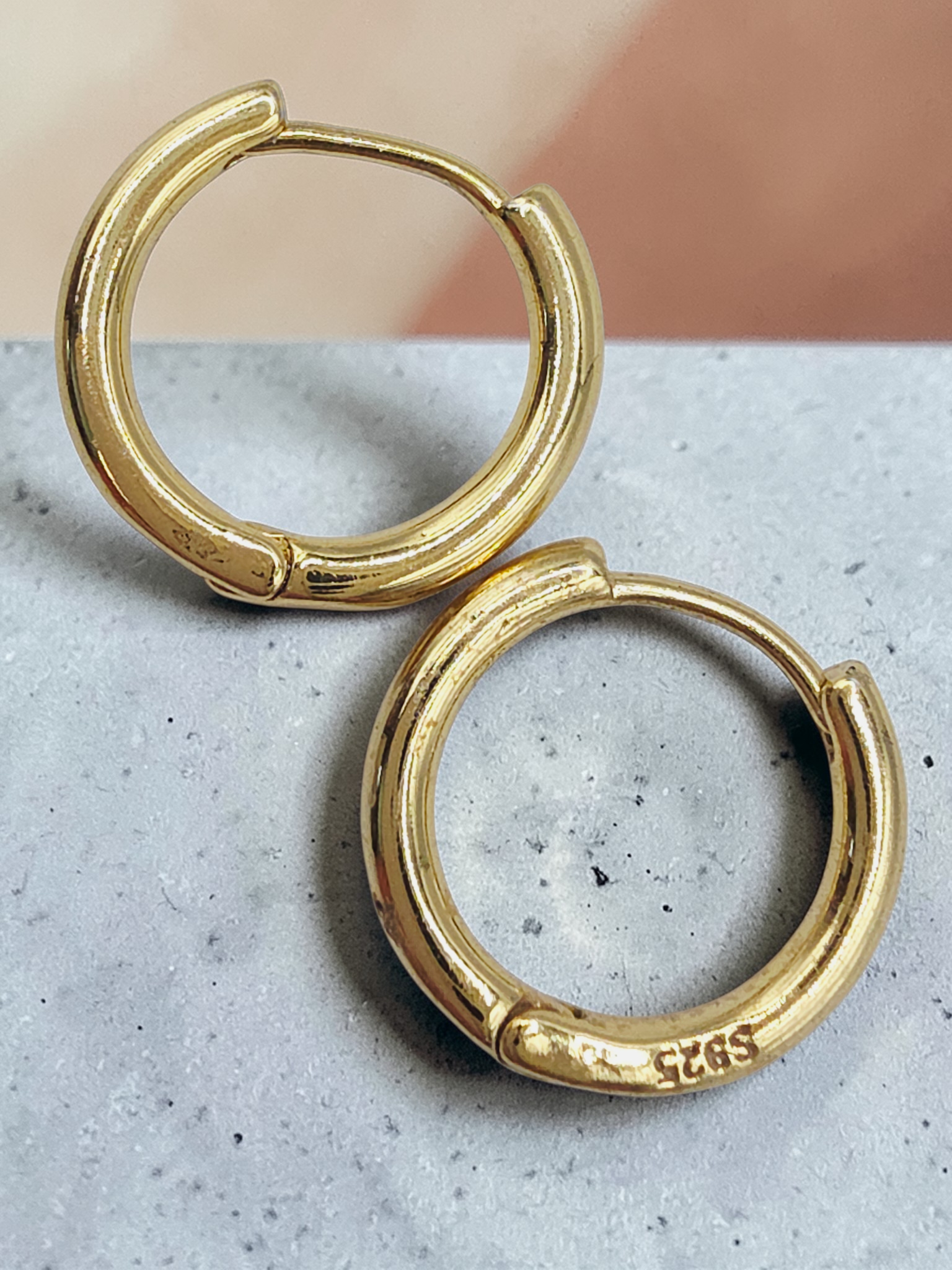 Gold Vermeil 925 Sterling Silver Hoop Earrings
