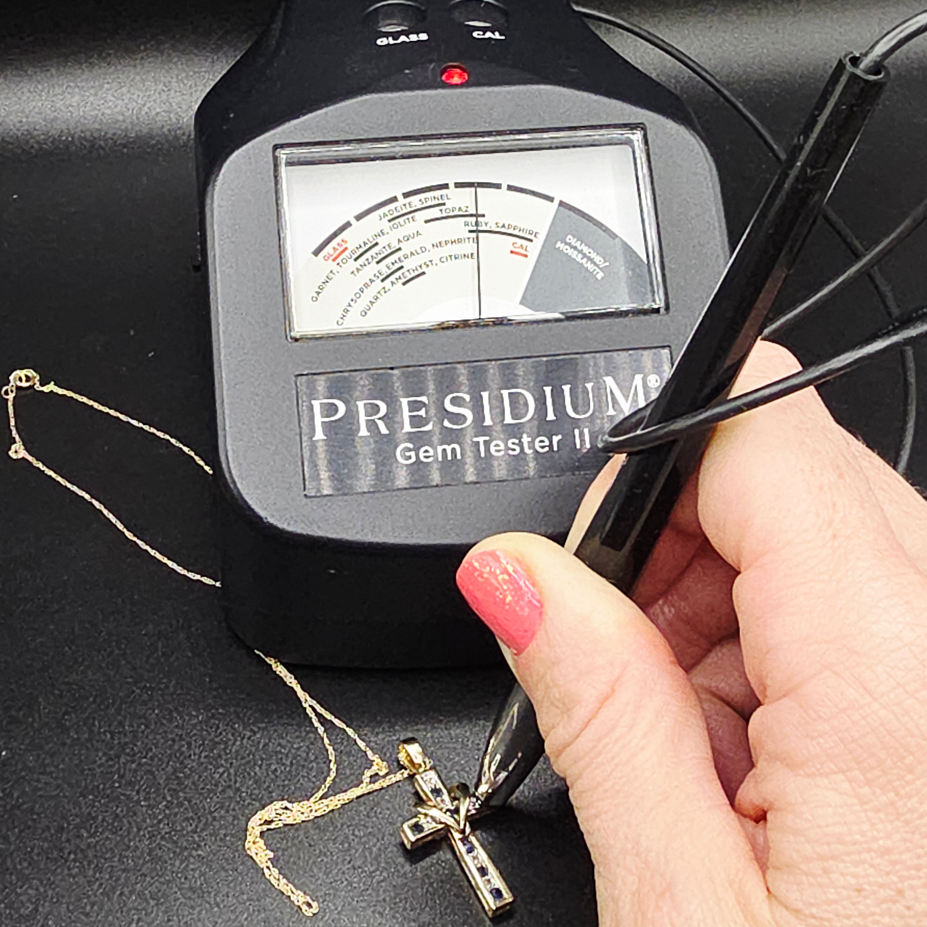 Solid 10K Gold Cross Pendant Necklace - Blue Sapphires & Diamonds - 18 Inch