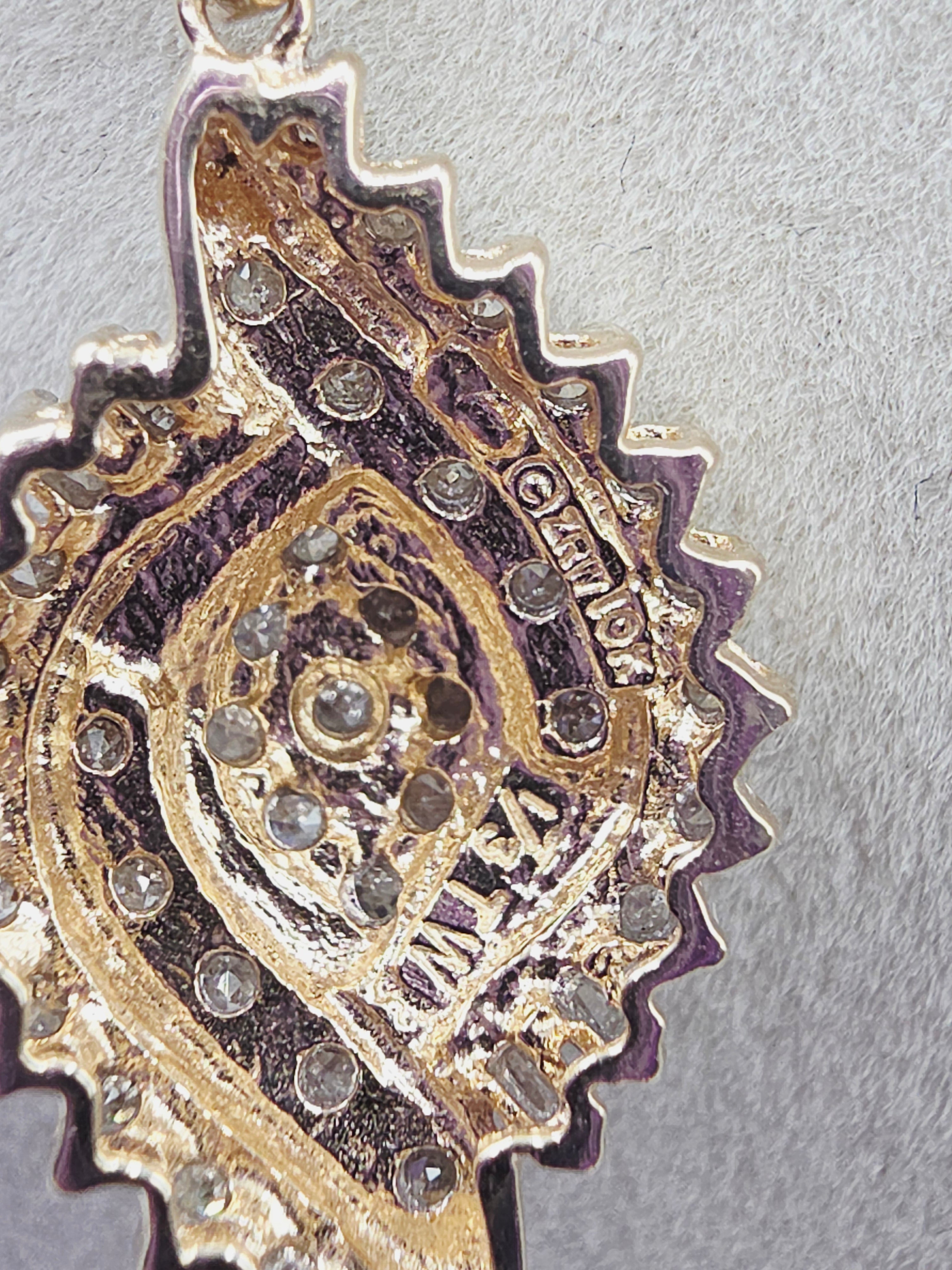 Solid 14K Gold Braided S-Link Chain Necklace with Solid 10K Diamond Pendant