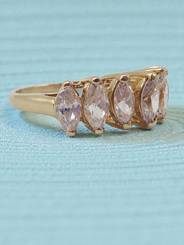 Fessenden & Co. Solid 10K Yellow Gold Marquise-Cut CZ Ring – Size 6.75