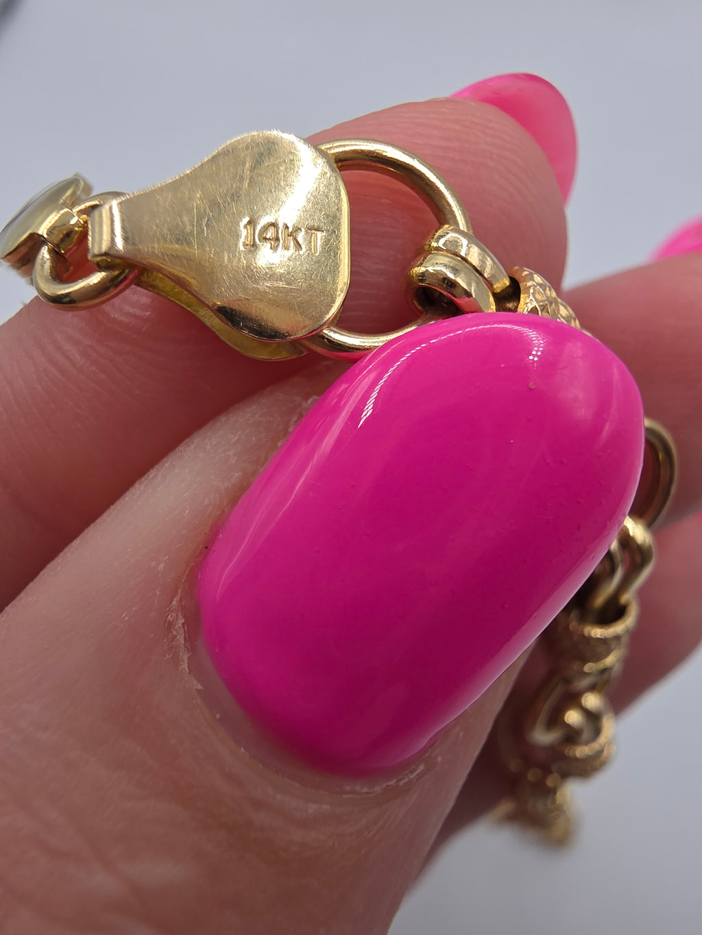 Unique Vintage Solid 14K Yellow Gold Station Link Bracelet - 7 Inch