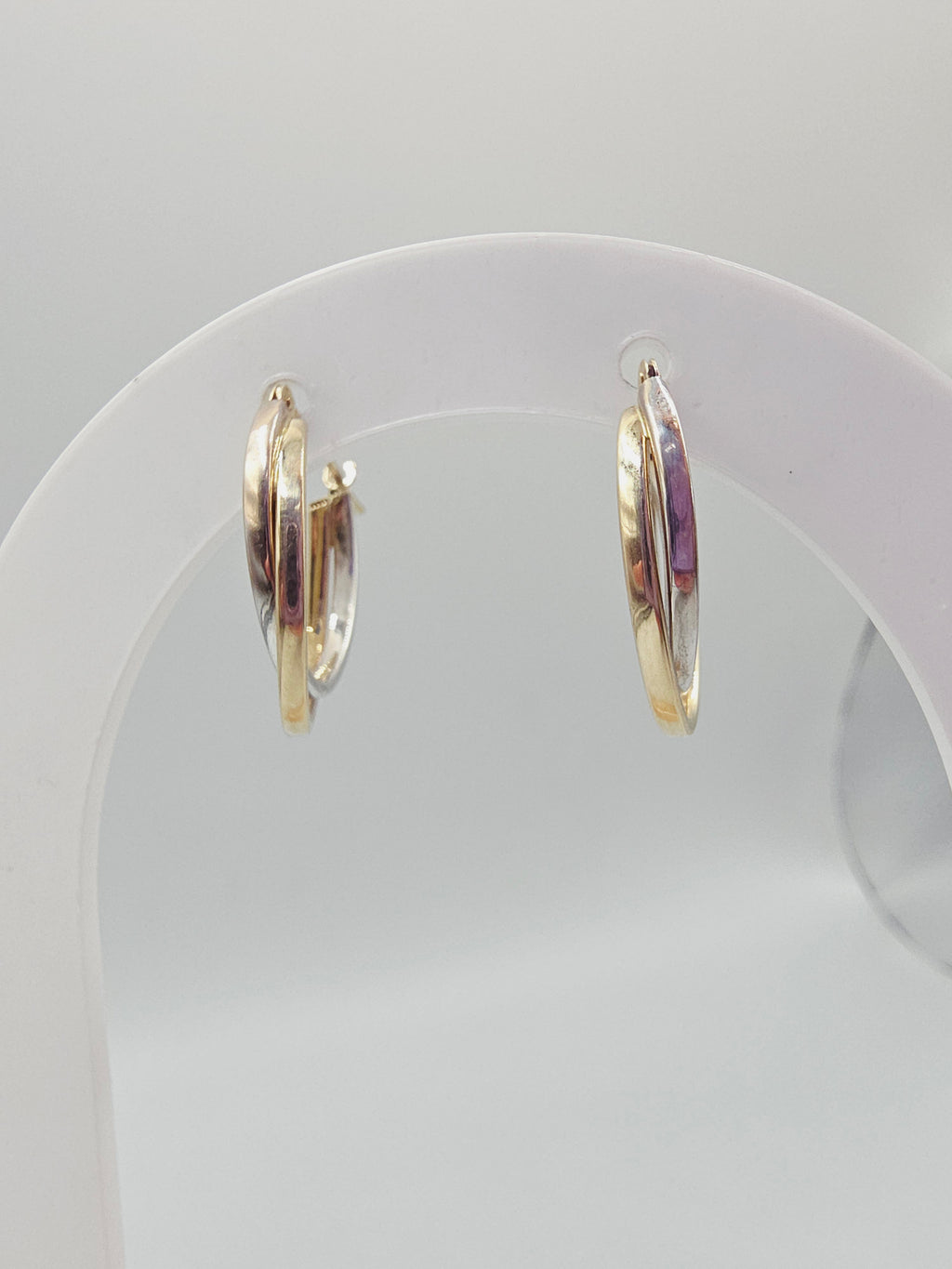 Solid 14K Two-Tone Double Hoop Earrings