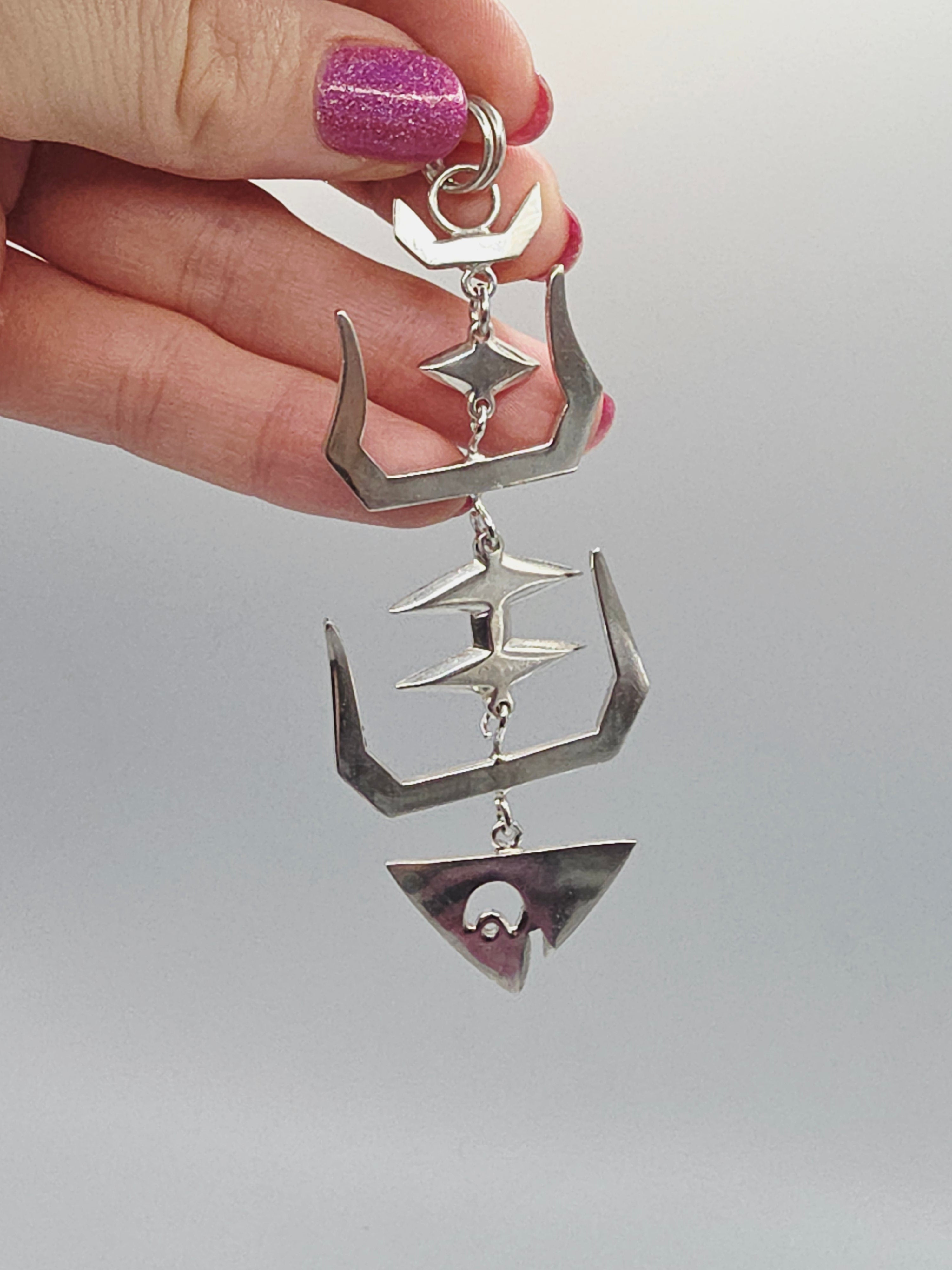 925 Sterling Silver Articulating Fish Bones Necklace Pendant - 4 Inches