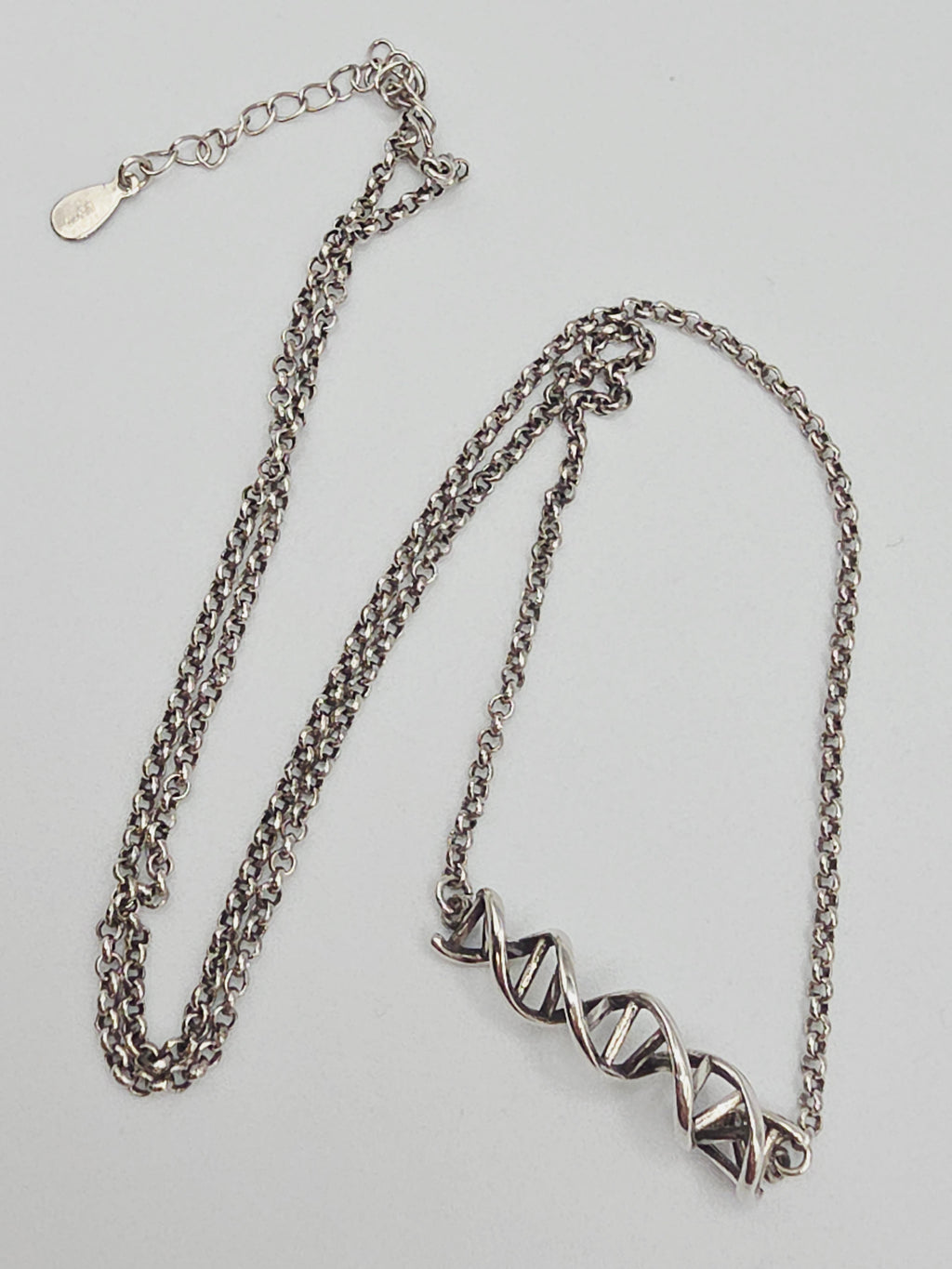 925 Sterling Silver DNA Science Life Pendant Necklace - Adjustable