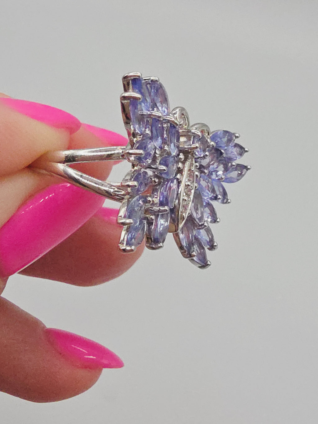Sterling Silver Butterfly Ring with Iolite Wings and White Topaz Body - Size 5