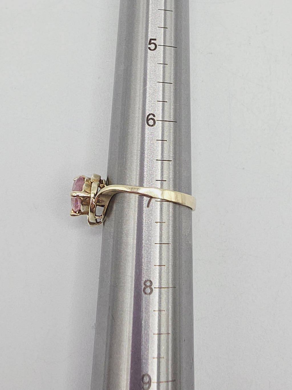 Solid 10K Yellow Gold Ring with Heart-Cut Pink Tourmaline - Sz 7