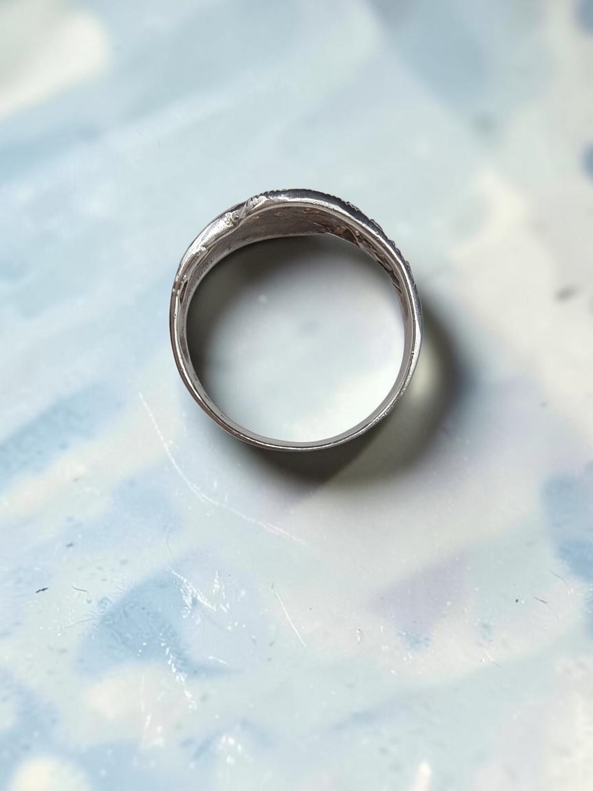 Vintage Sterling Silver Unique Pattern Engraved Ring Size 7.5