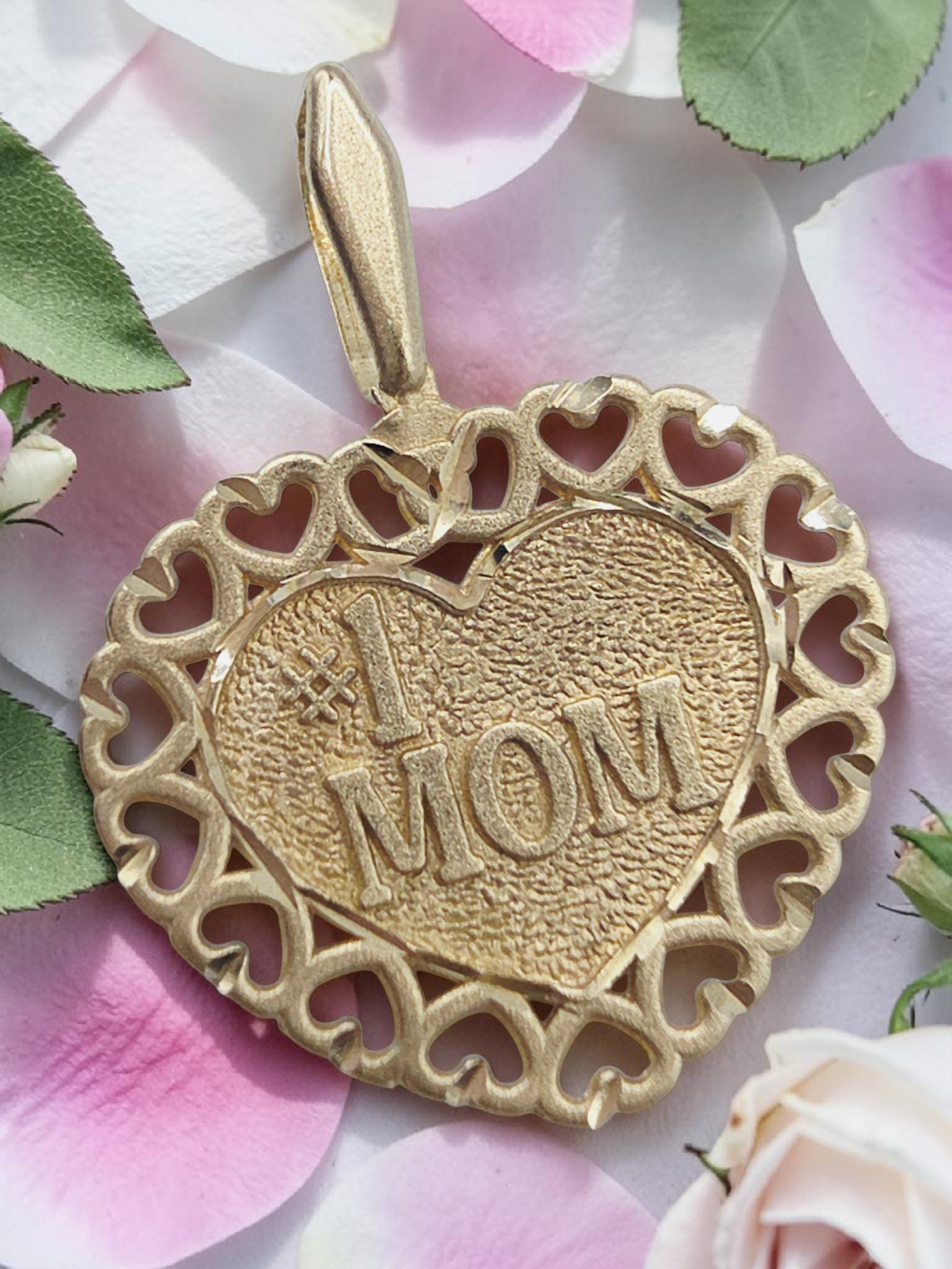 Michael Anthony Solid 14K Yellow Gold #1 Mom Mothers Day Heart Pendant